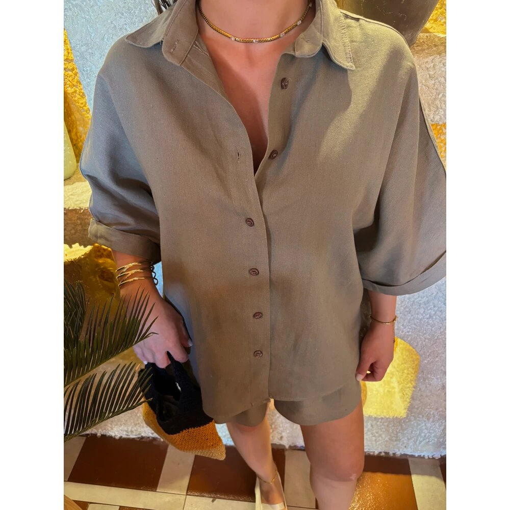 Şortlu Keten Takım