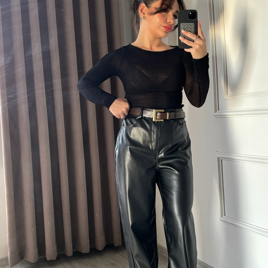 Orj Marka Siyah Deri Palazzo