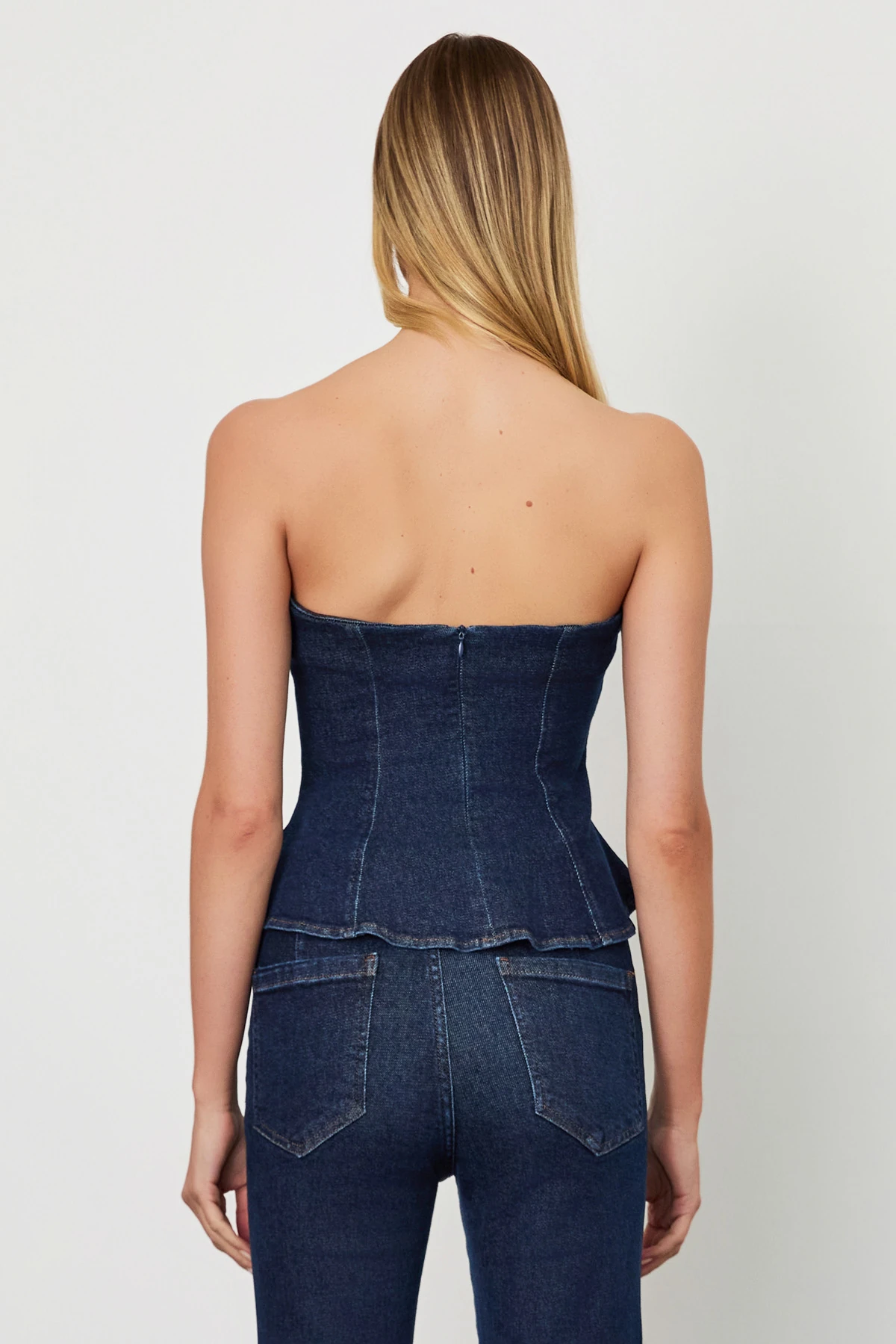 Denim Straplez Büstiyer 