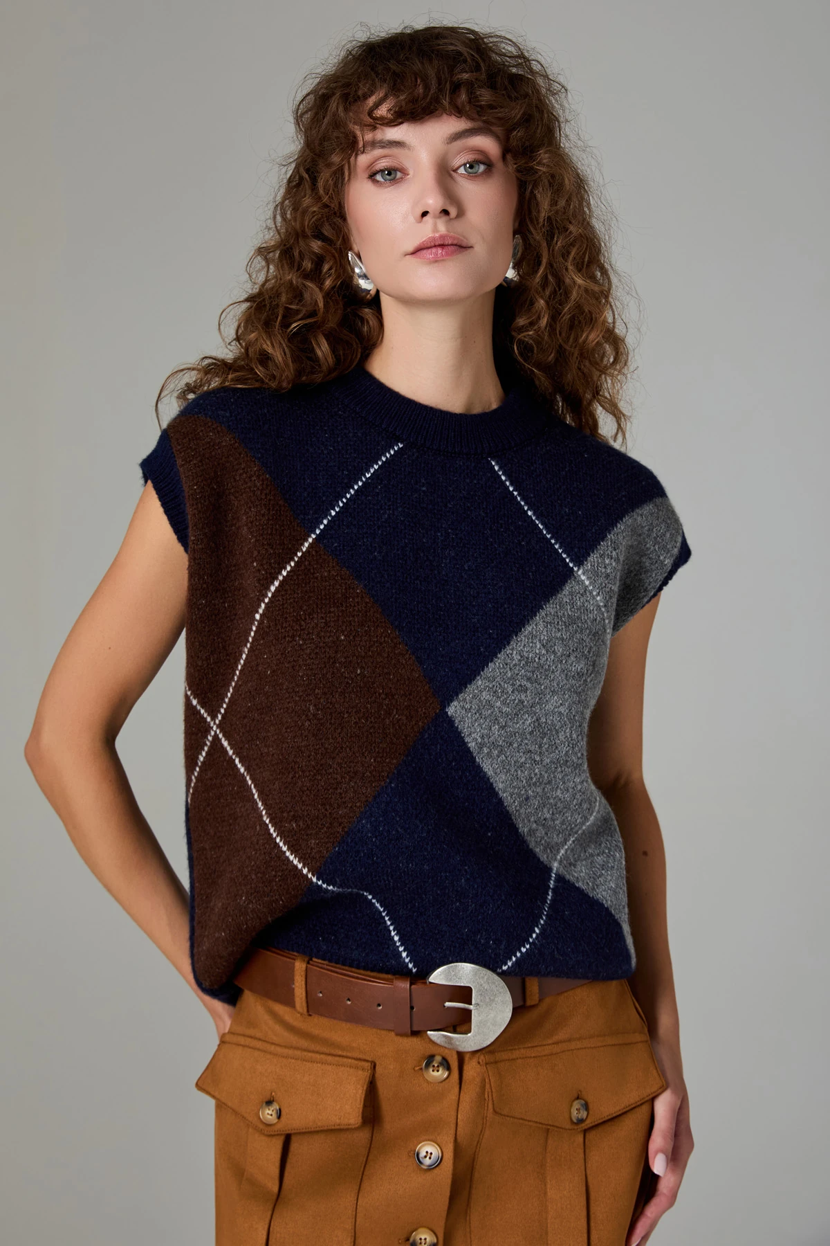 Baklava Desen Süveter - Lacivert