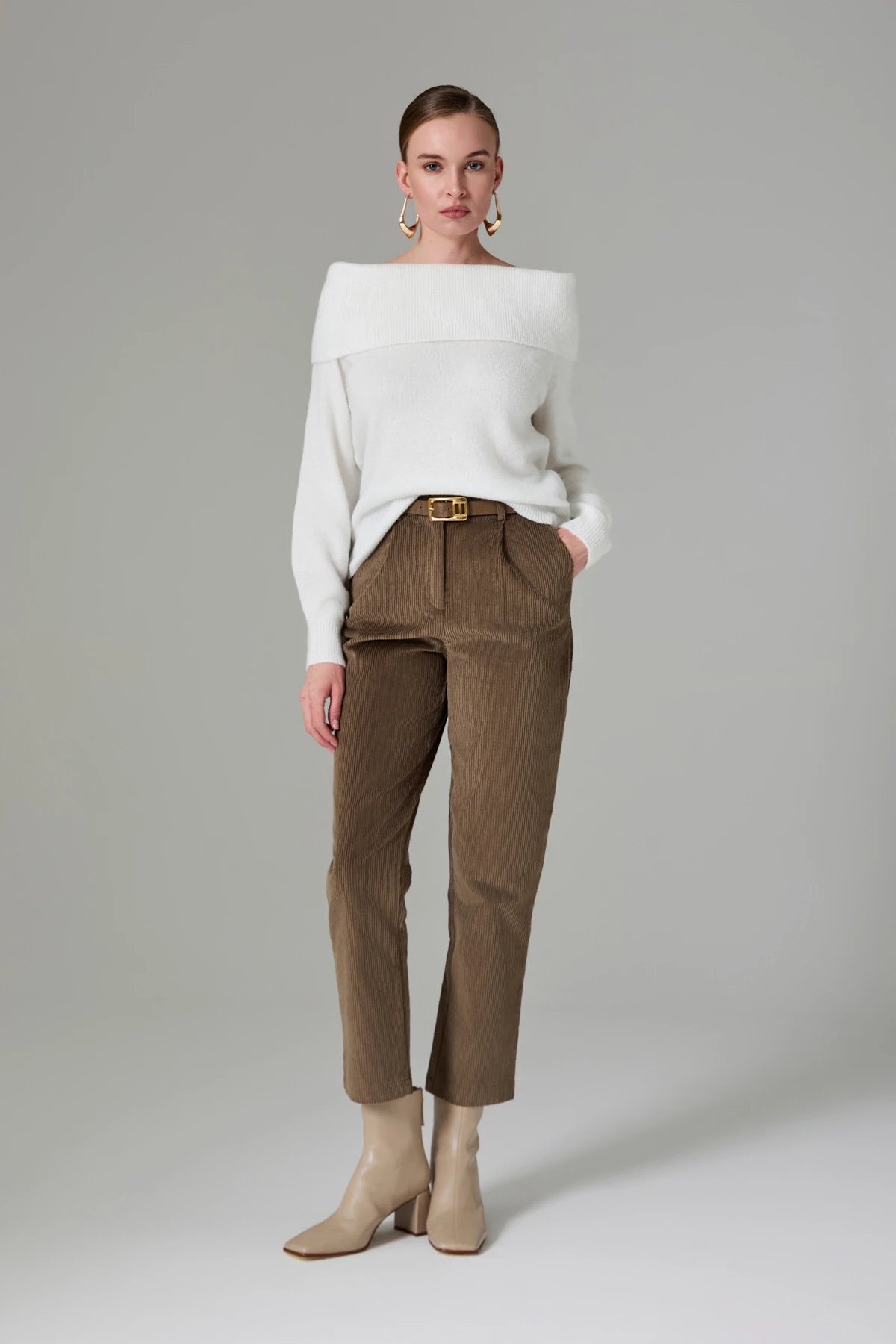 Kemerli Kadife Pantolon