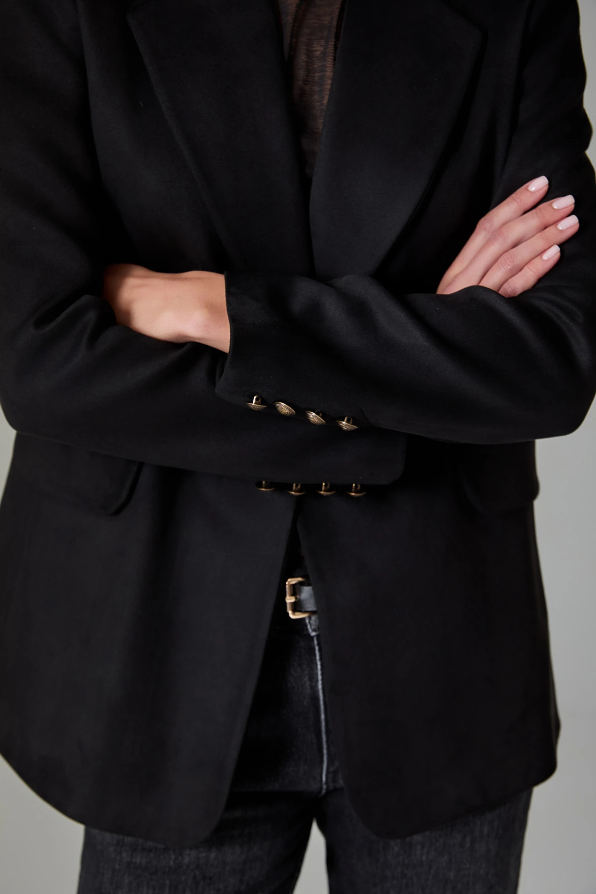 Oversize Tek Dügme Süet Ceket