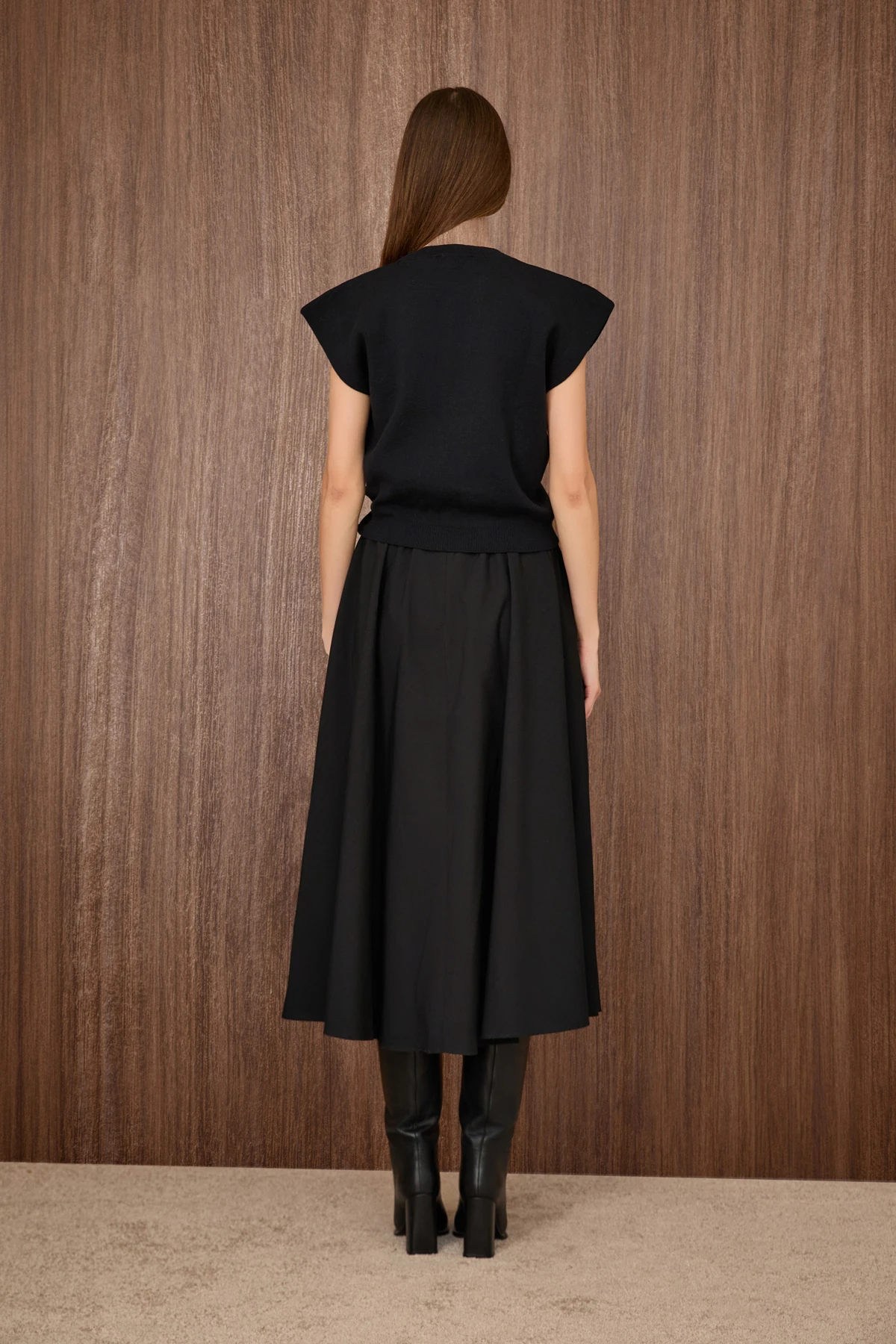 Kemerli Volanli Midi Etek