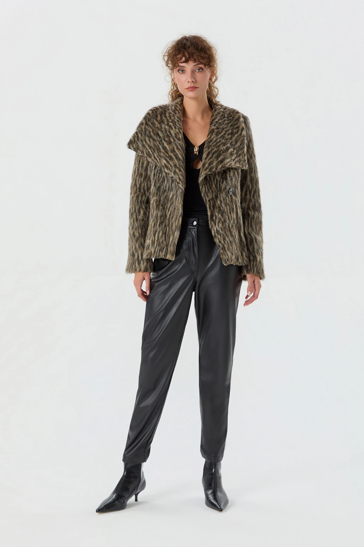 Leopar Desen Kürk Mont