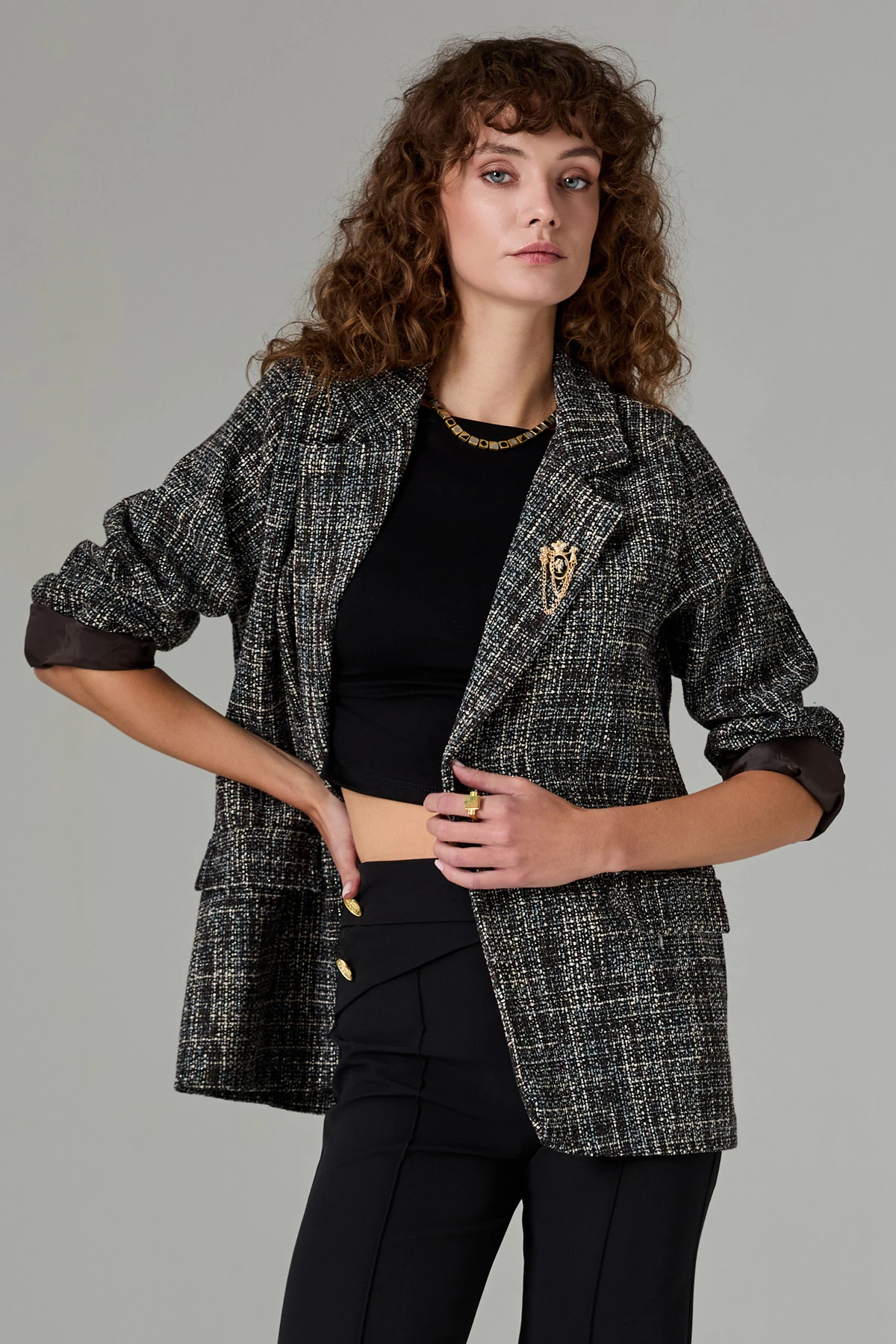 Armalı Tek Düğme Ceket