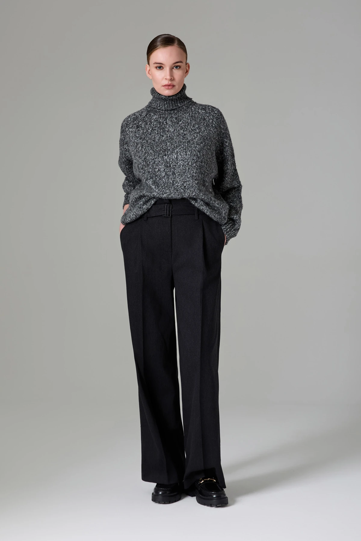 Gabardin Tokalı Bol Kesim Pantolon