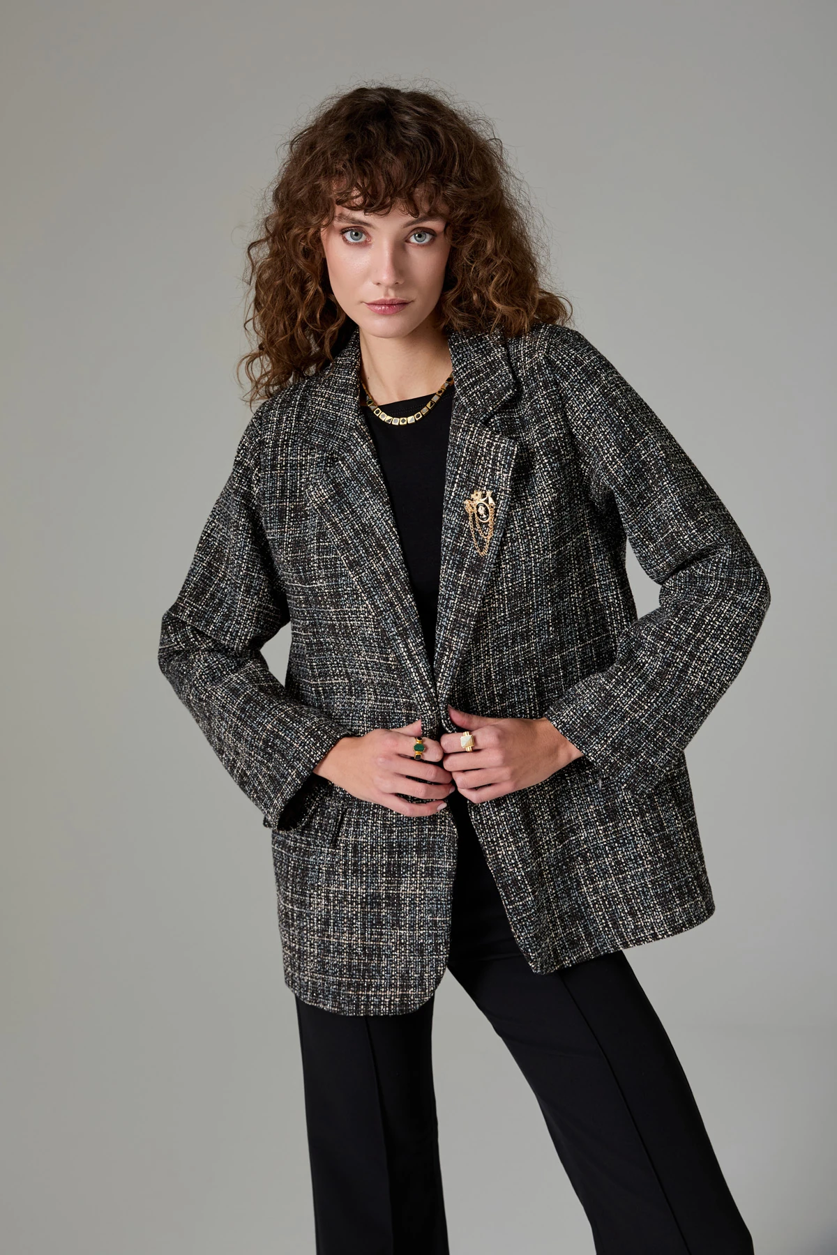 Armalı Tek Düğme Ceket