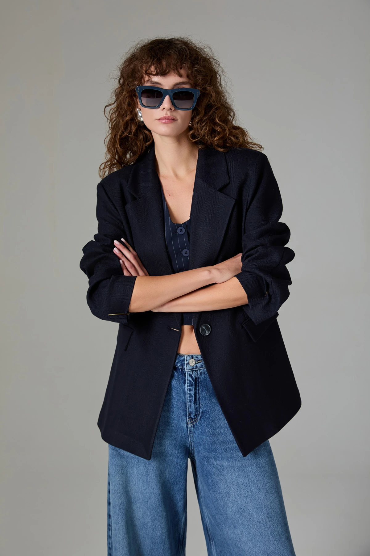 Tek Dügme Oversize Ceket