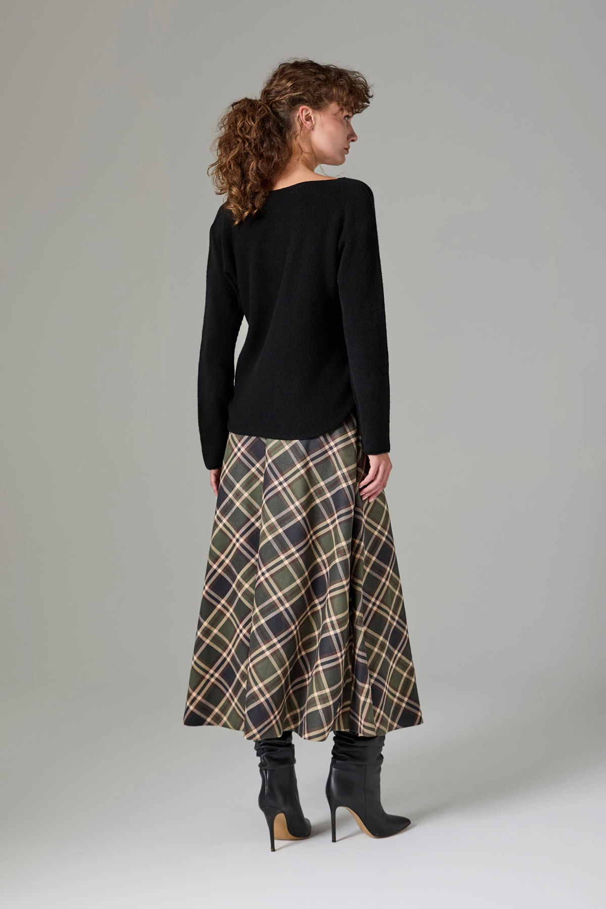 Kemerli Ekose Midi Etek