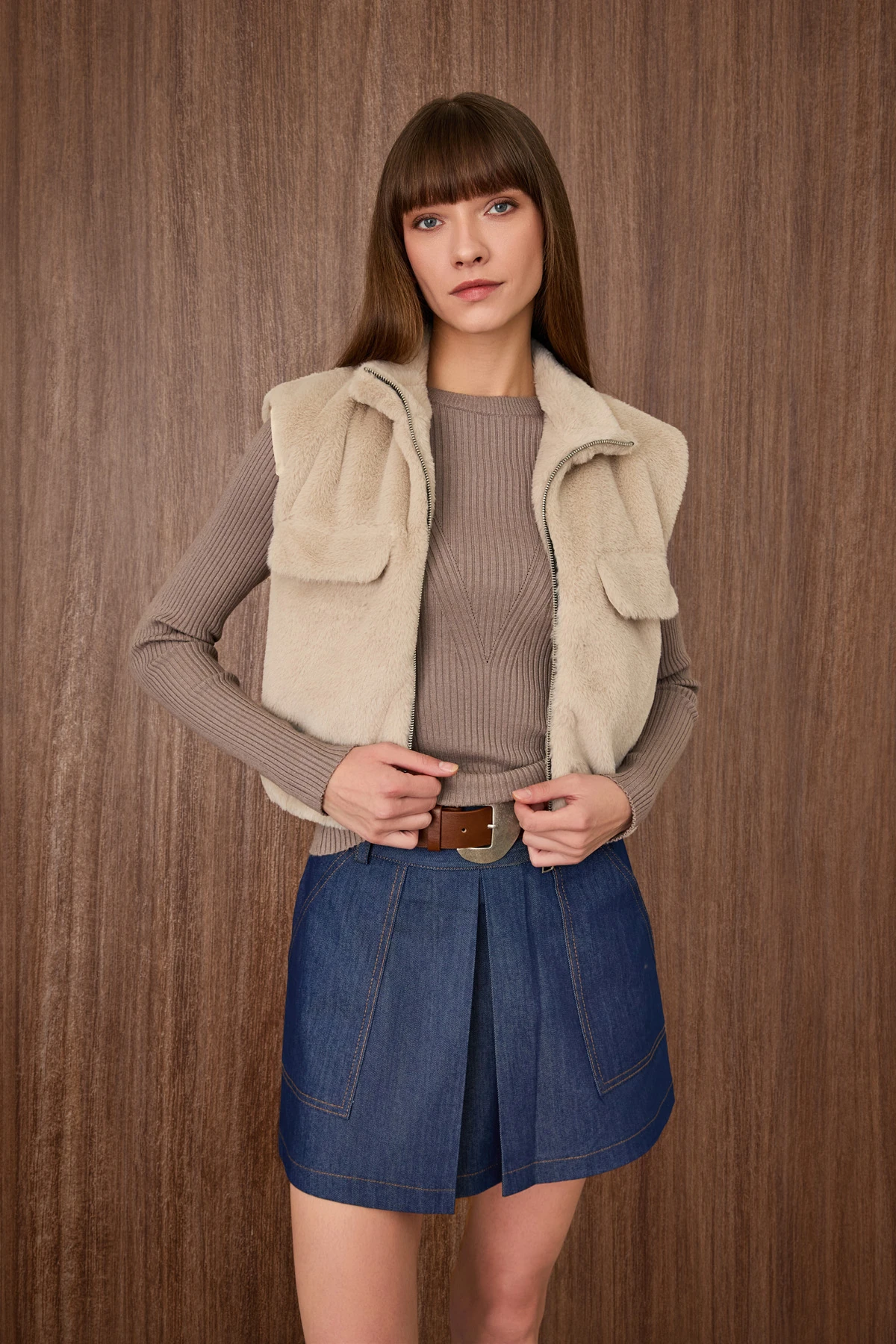 Fermuarlı Peluş Yelek