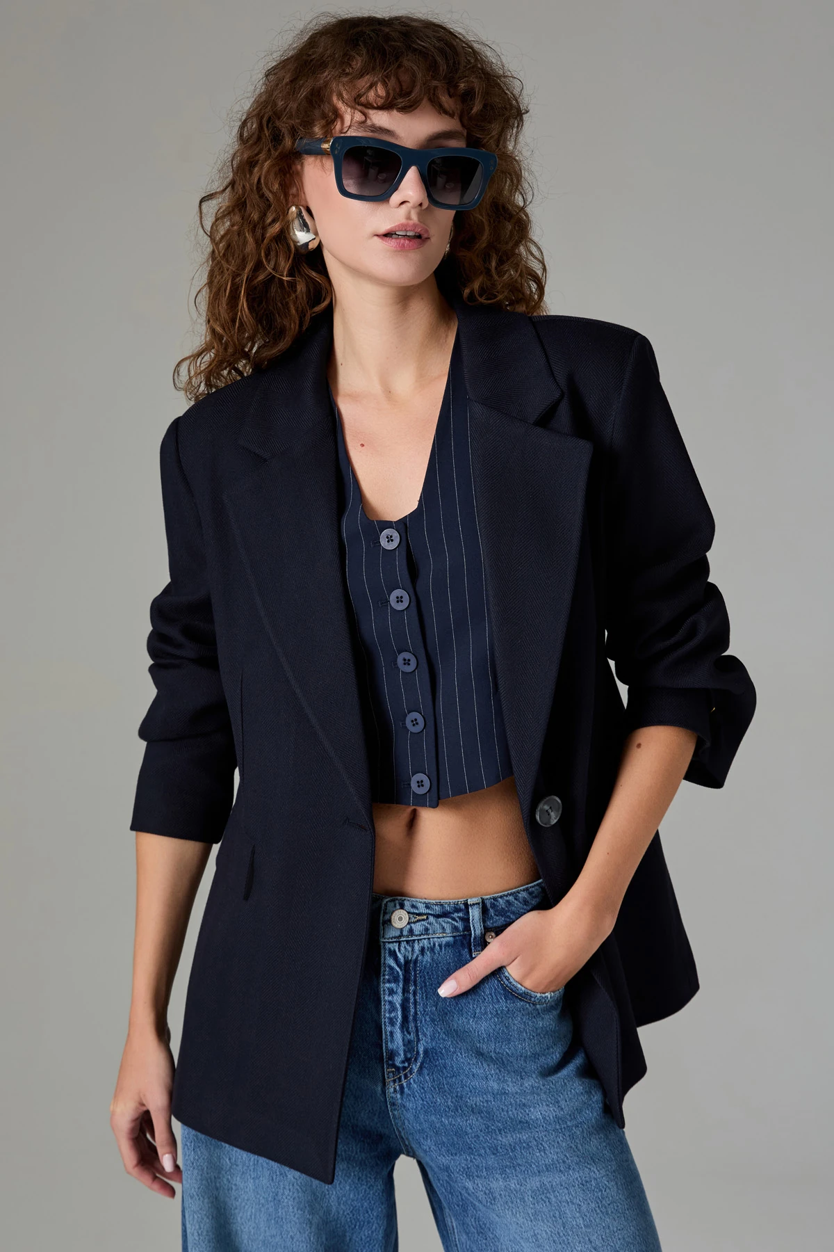 Tek Dügme Oversize Ceket