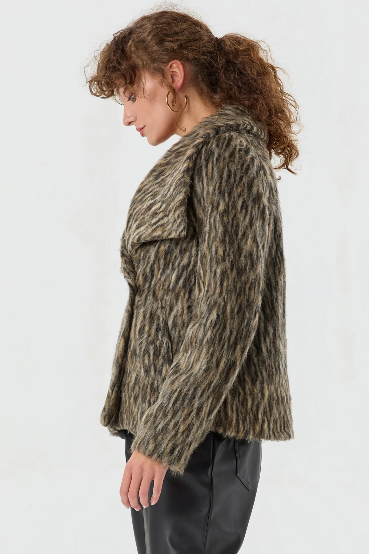 Leopar Desen Kürk Mont