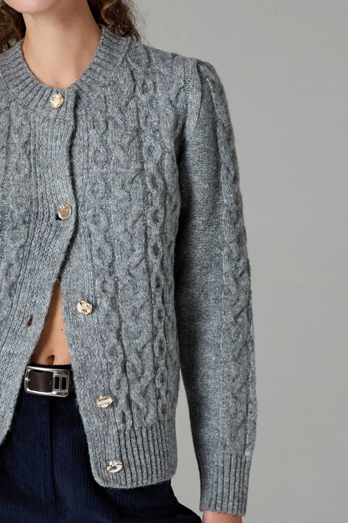 Metal Düğmeli Casual Hırka