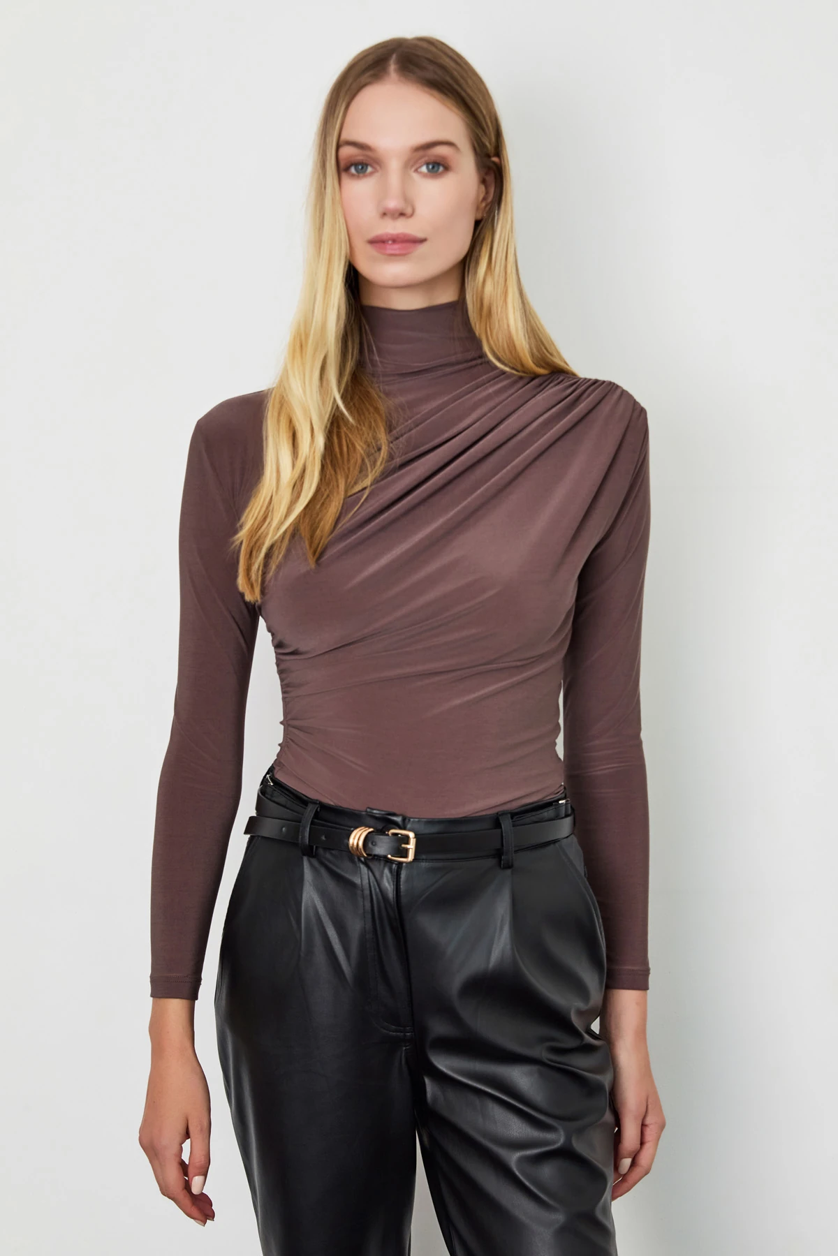 Balıkçı Yaka Drapeli Ofis Bluz