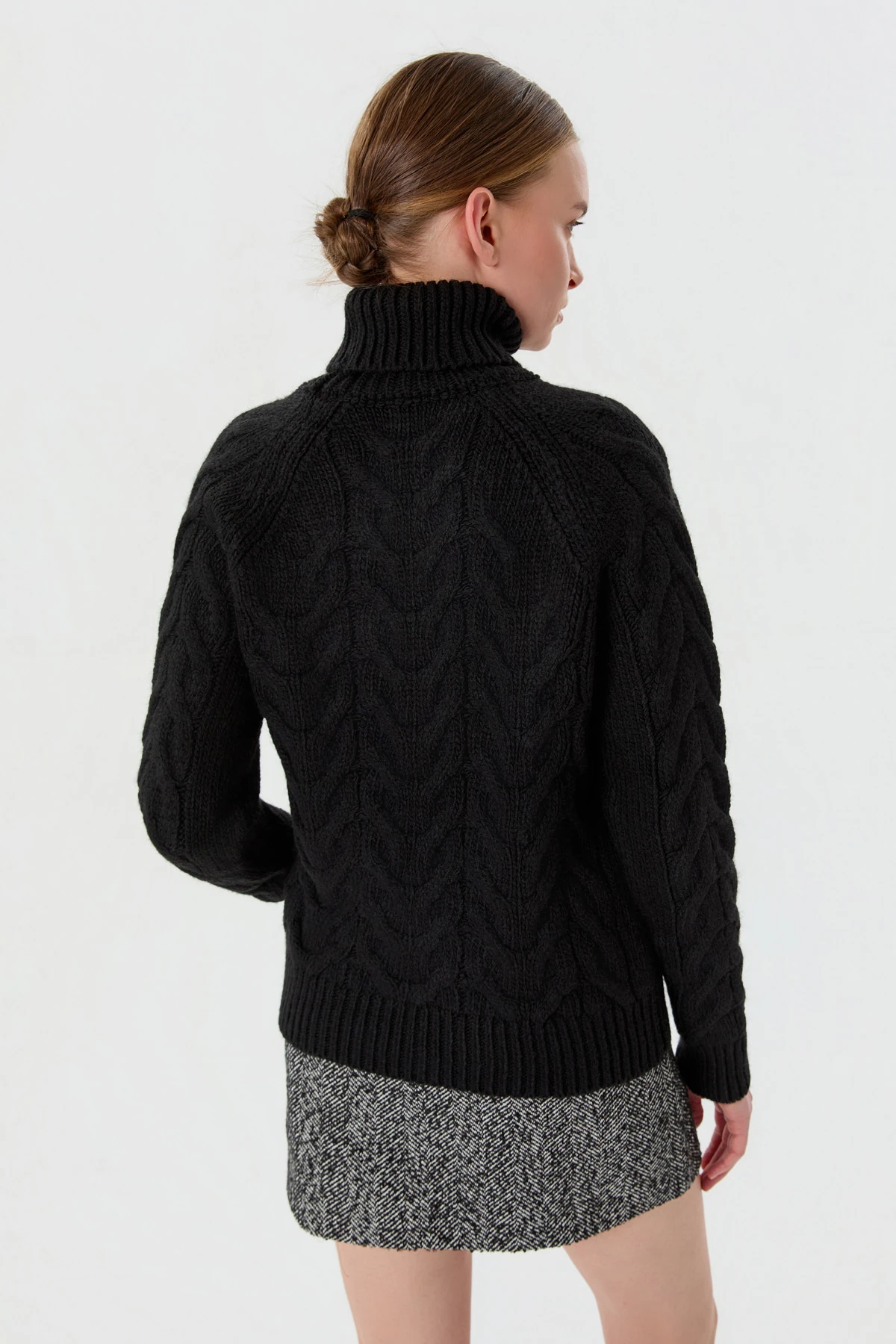 Balıkçı Yaka Örgü Desen Triko Kazak