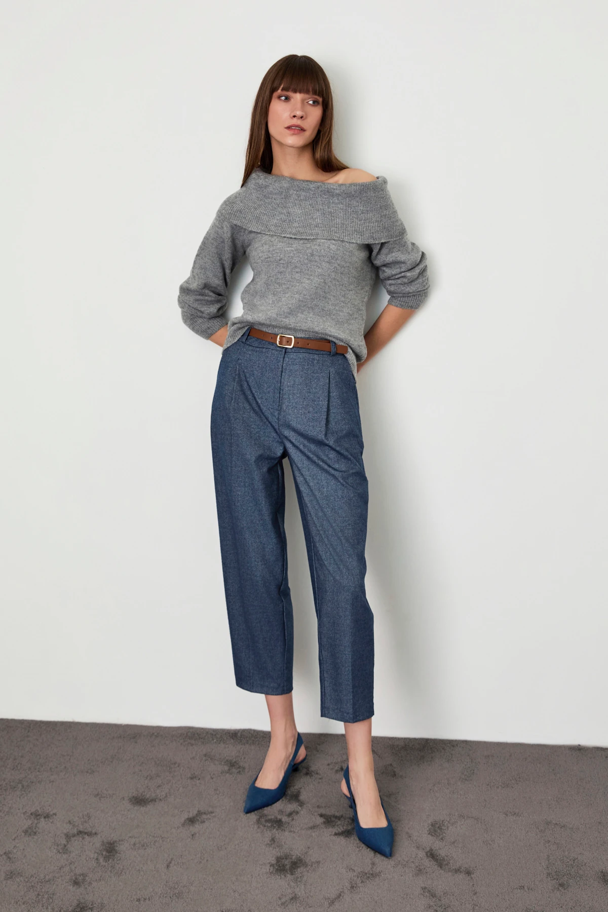 Kemerli Pileli  Havuç Pantolon