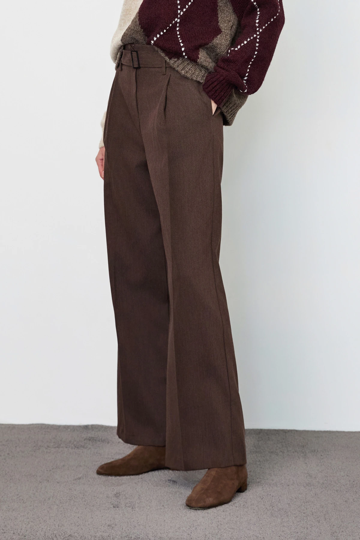 Kemerli Gabardin Palazzo Pantolon