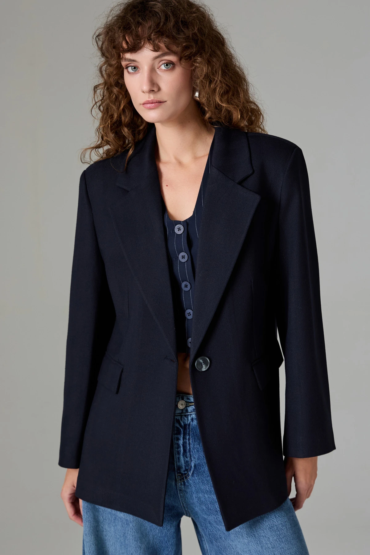 Tek Dügme Oversize Ceket