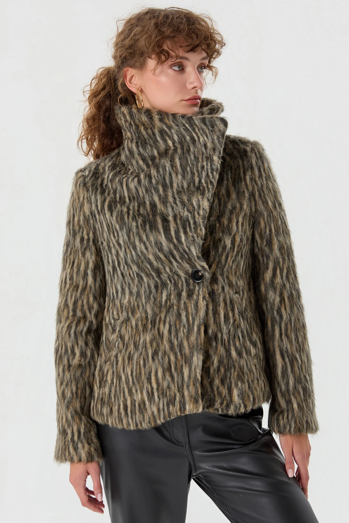 Leopar Desen Kürk Mont