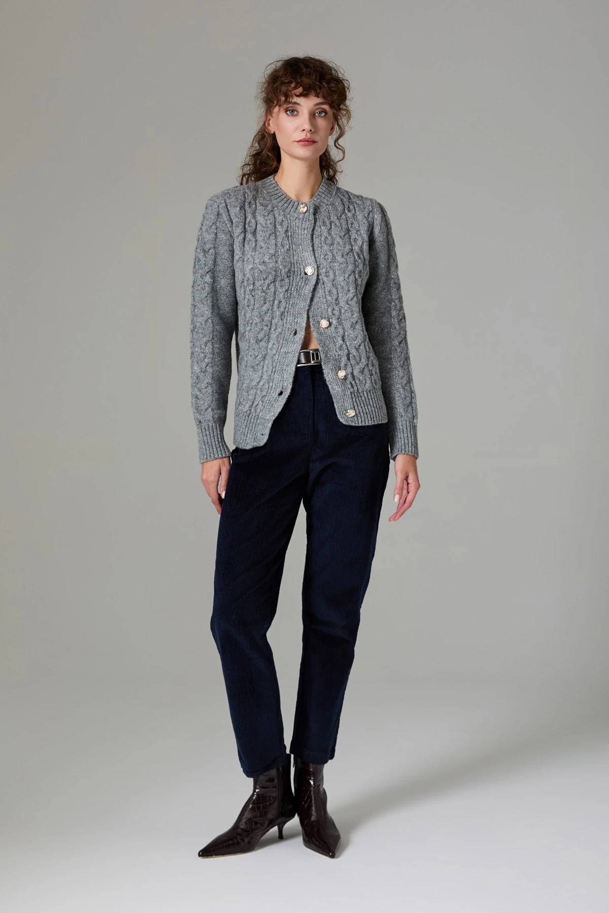 Metal Düğmeli Casual Hırka