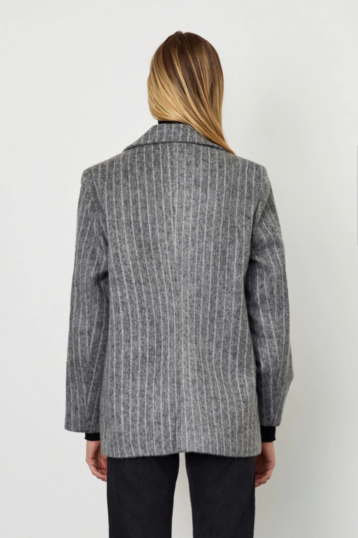 Çizgili Kaşe Ceket