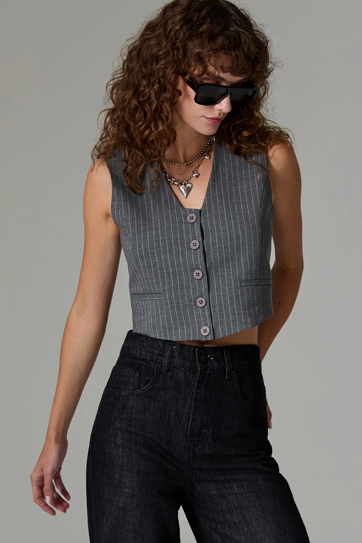 Fleto Cepli Klasik Yelek - Gri