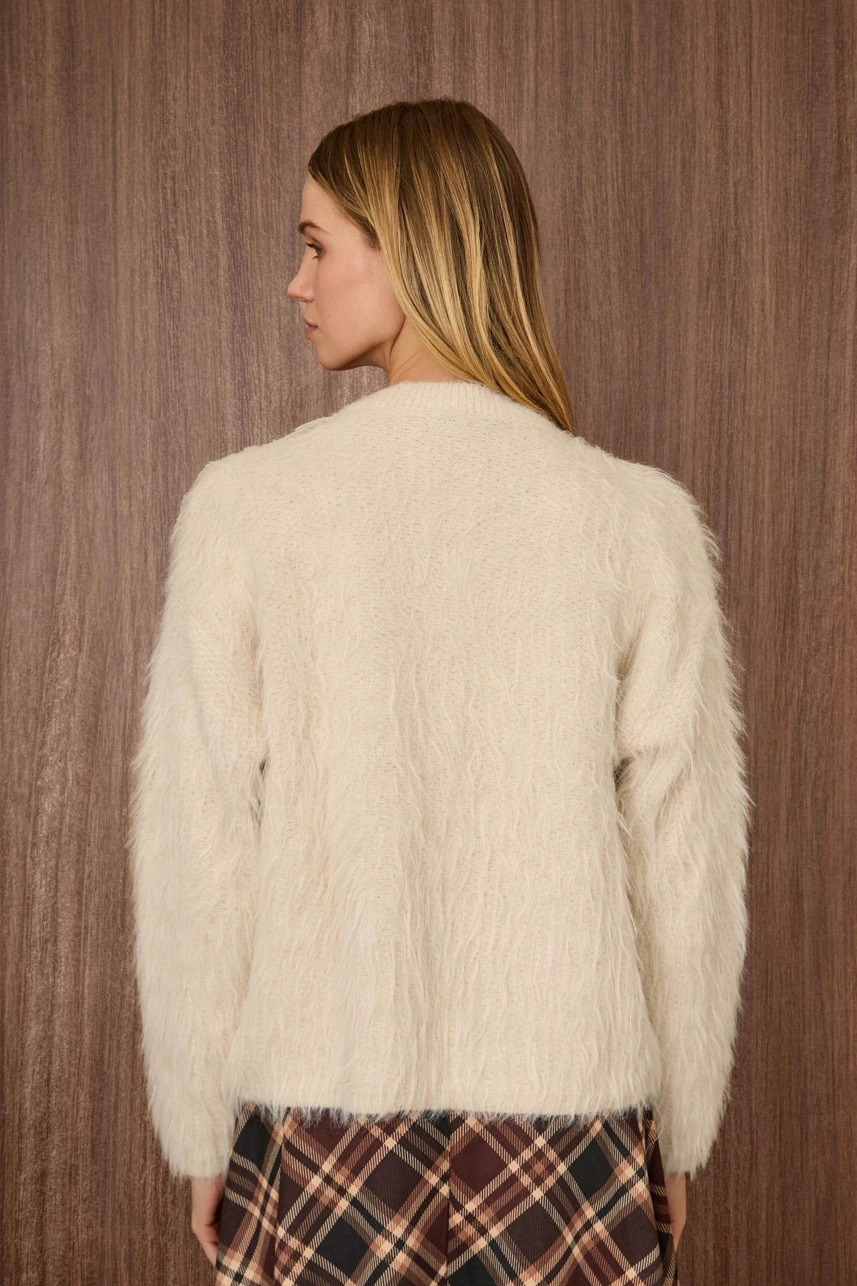 Yumuşak Doku Tüylü Triko Hırka