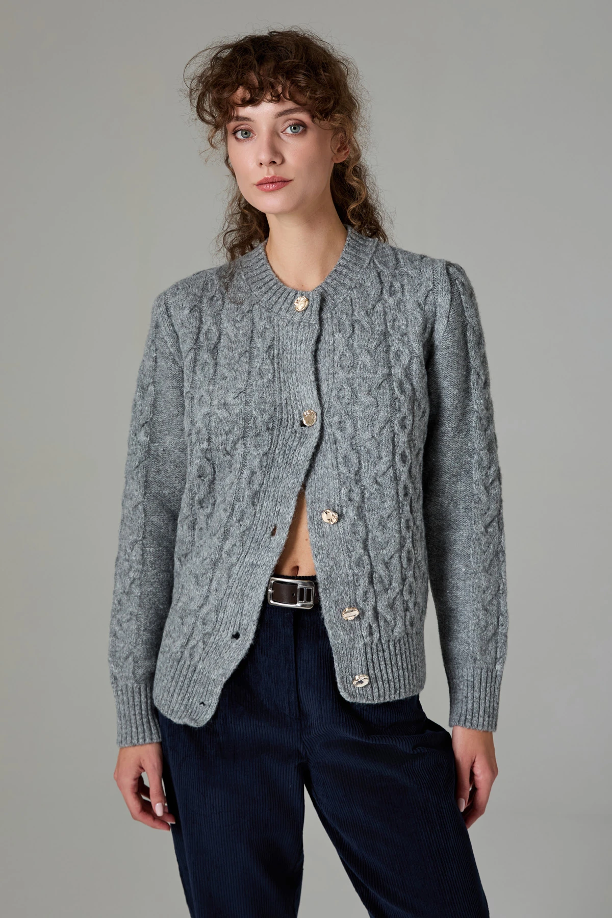 Metal Düğmeli Casual Hırka