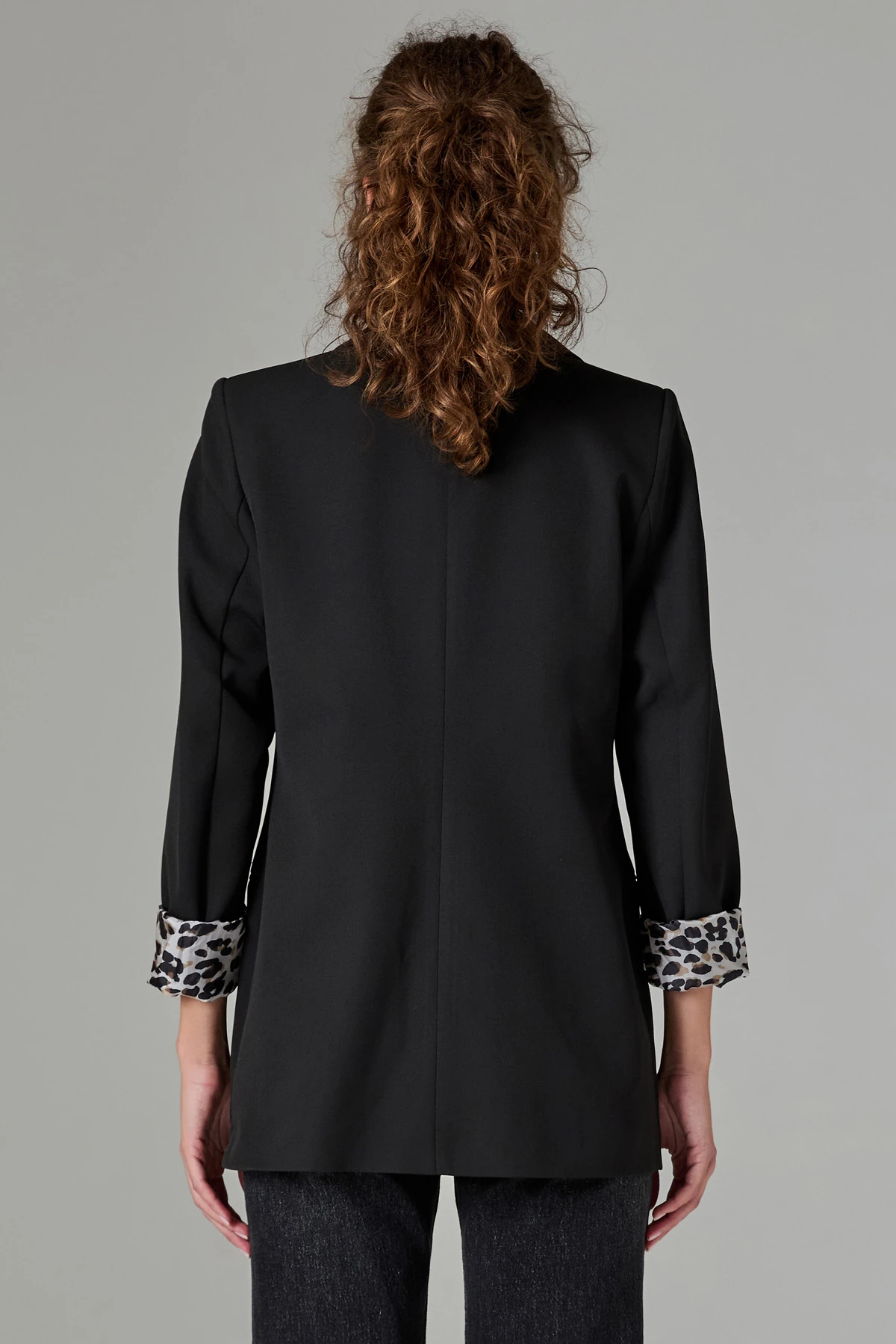 Leopar Astarli Dügmesiz Ceket