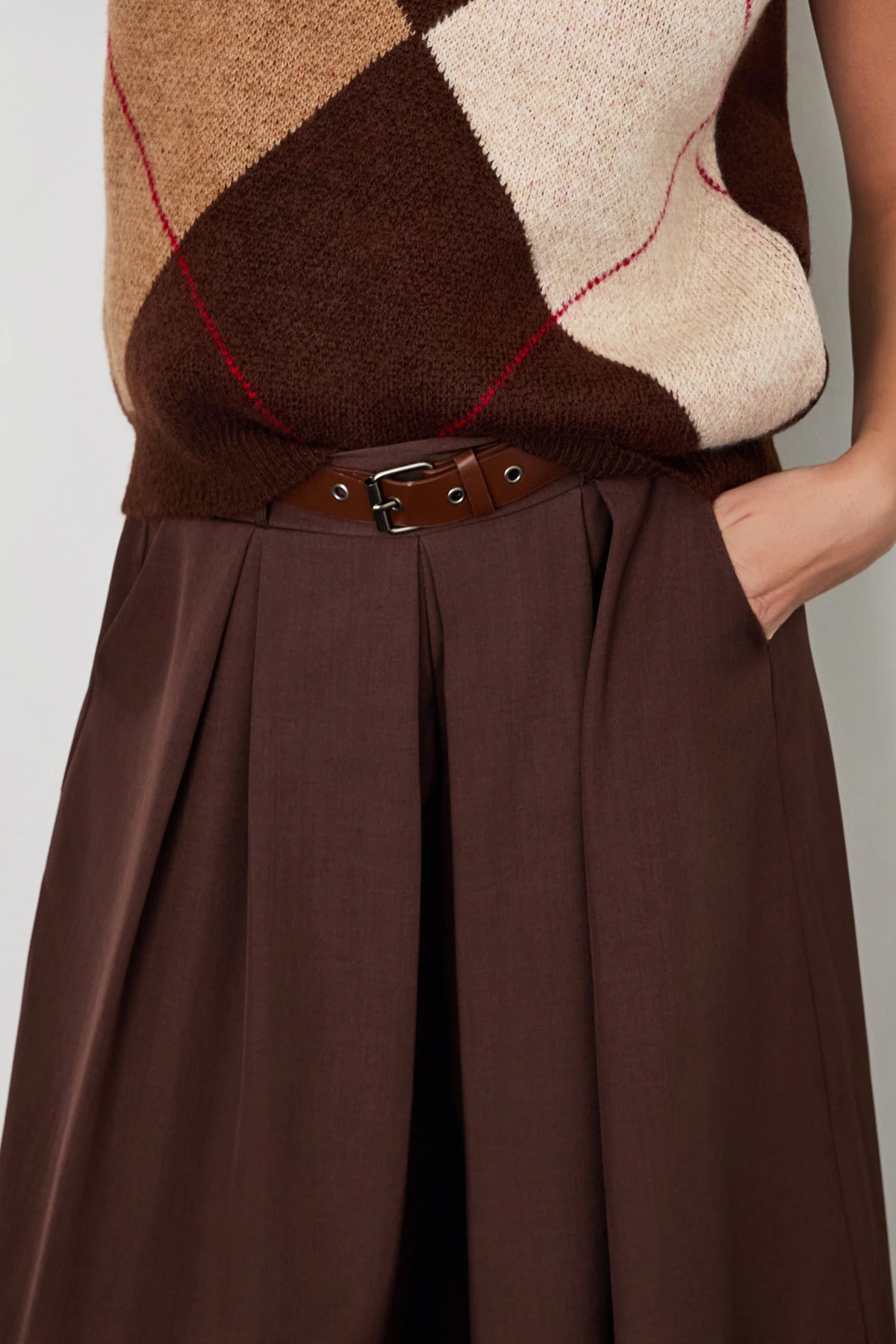 Ekstra Bol Paça Kemerli Pantolon