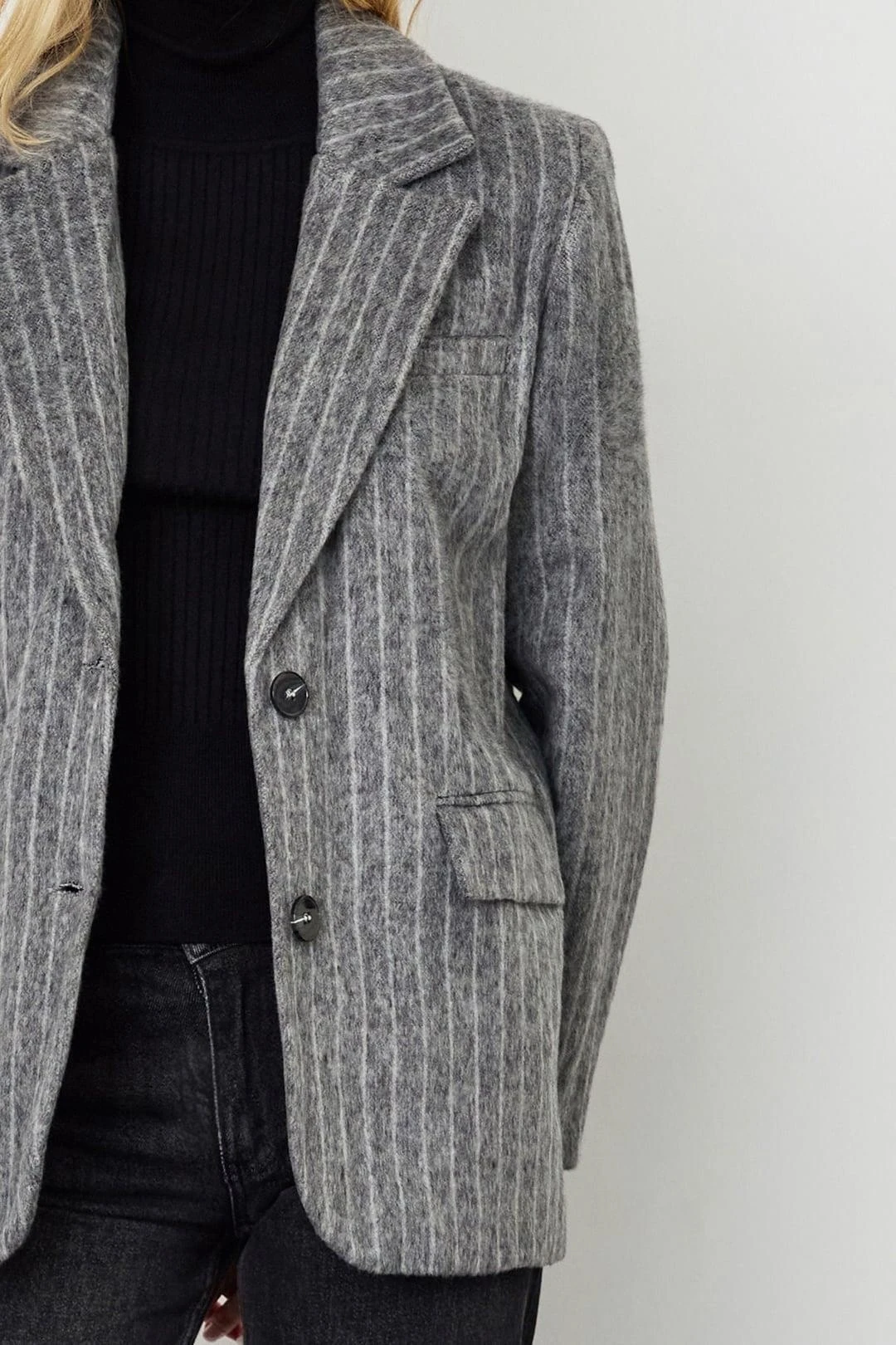 Çizgili Kaşe Ceket