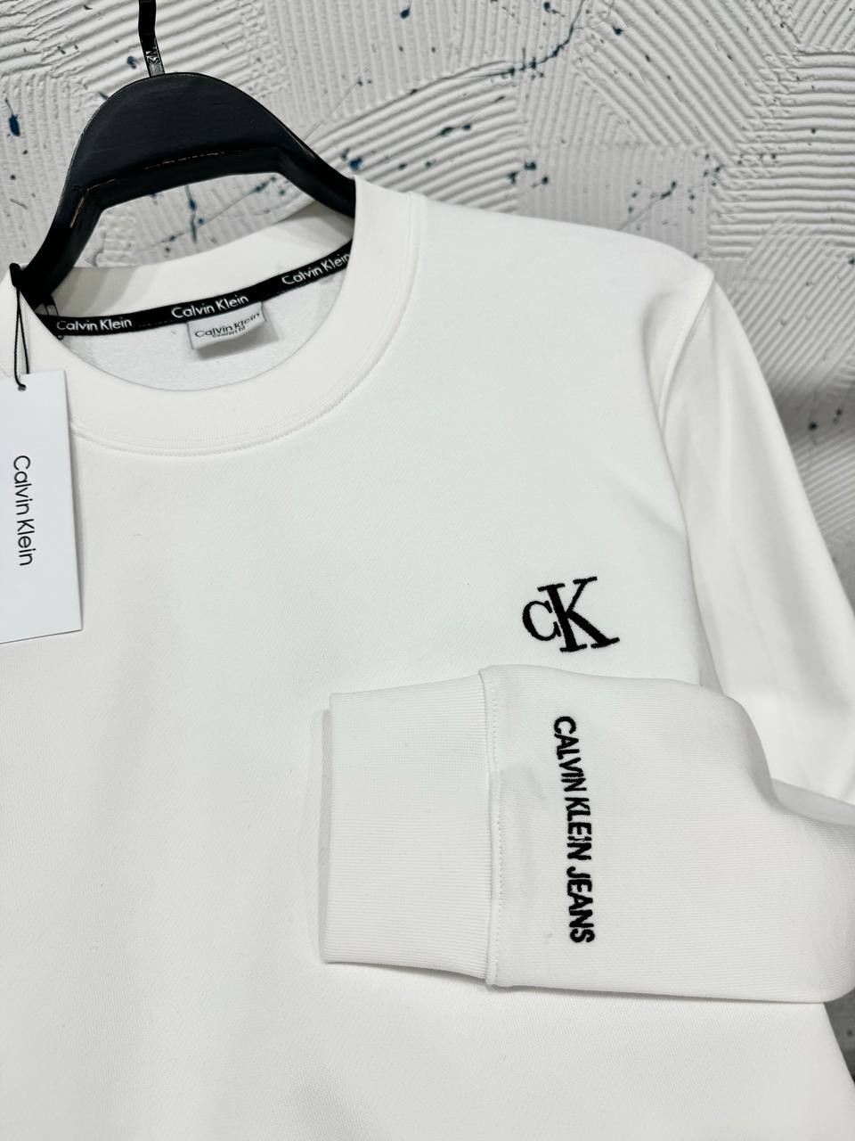 CALVIN KLEIN DİYAGONEL BÜKÜMLÜ 3 İPLİK - BEYAZ