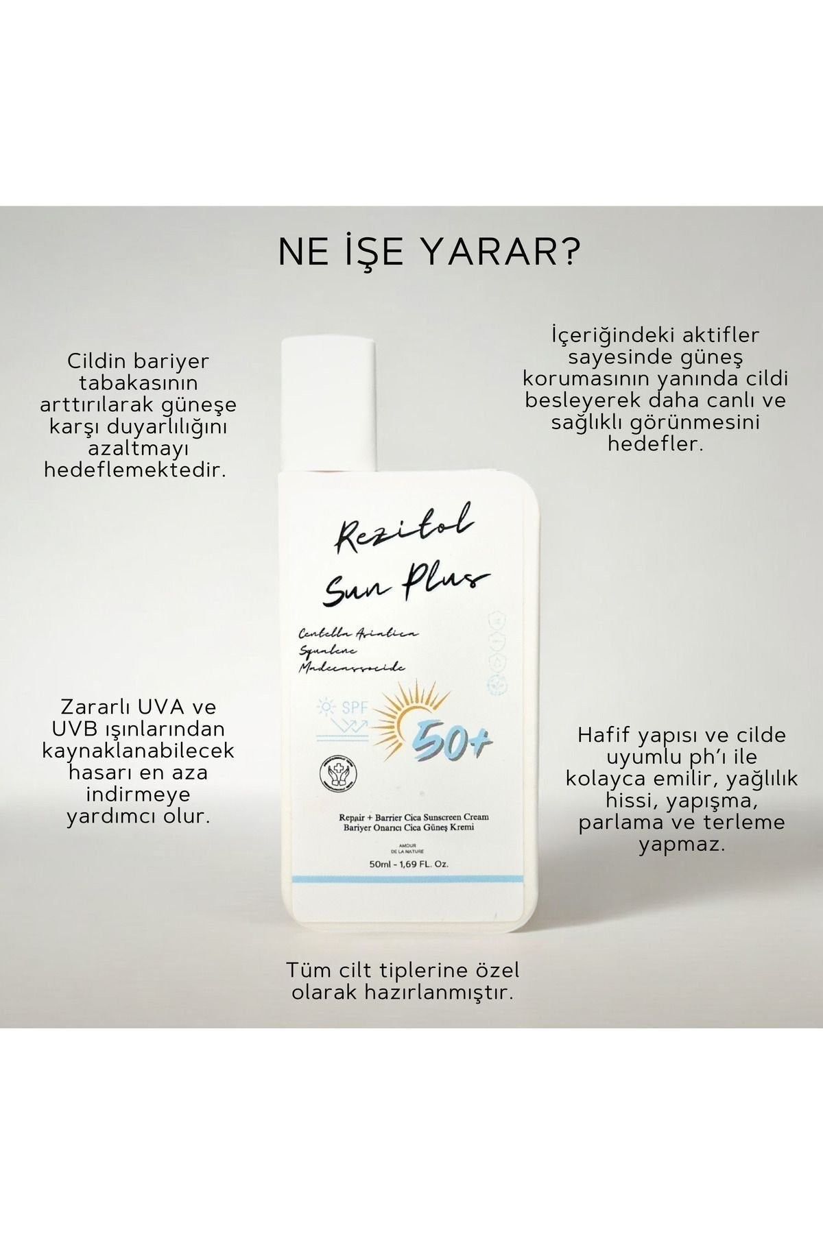 Rezitol Sun Plus Bariyer Onarıcı Cica Güneş Kremi 50ml SPF 50+