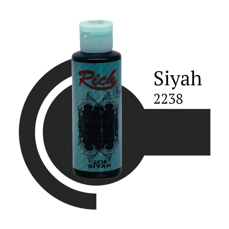 Rich Multi Surface 120 cc Siyah 2238 Akrilik  Ahşap, Cam, Fayans Stencil Boyası