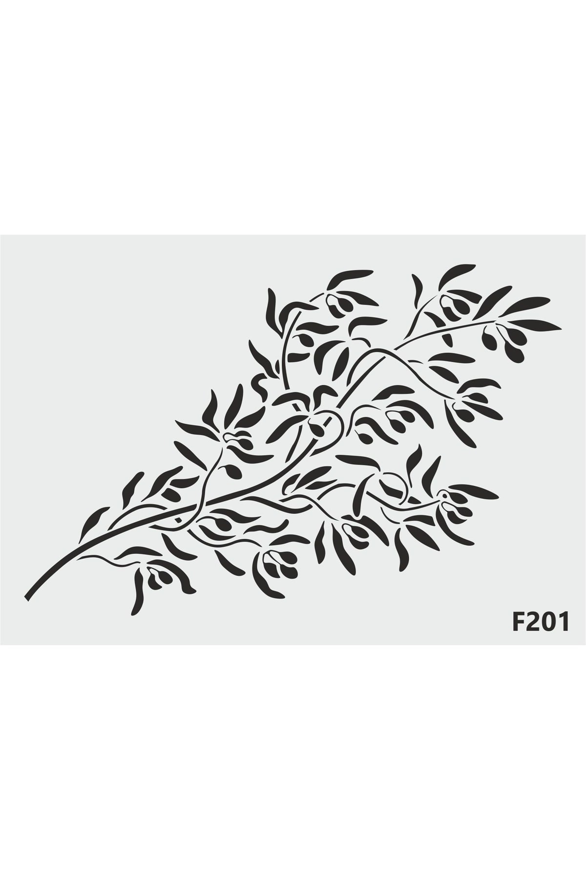 Stencil Tasarım F201 Zeytin Dalı- Dekoratif Duvar, Eşya, Fayans,kumaş Boyama Şablonları 25x35cm