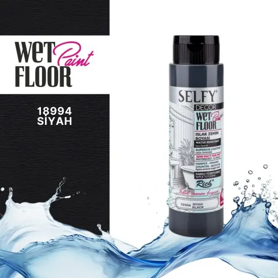 RICH SELFY DECOR ISLAK ZEMİN BOYASI 500 CC SİYAH +2 ADET KATALİZÖR 18994