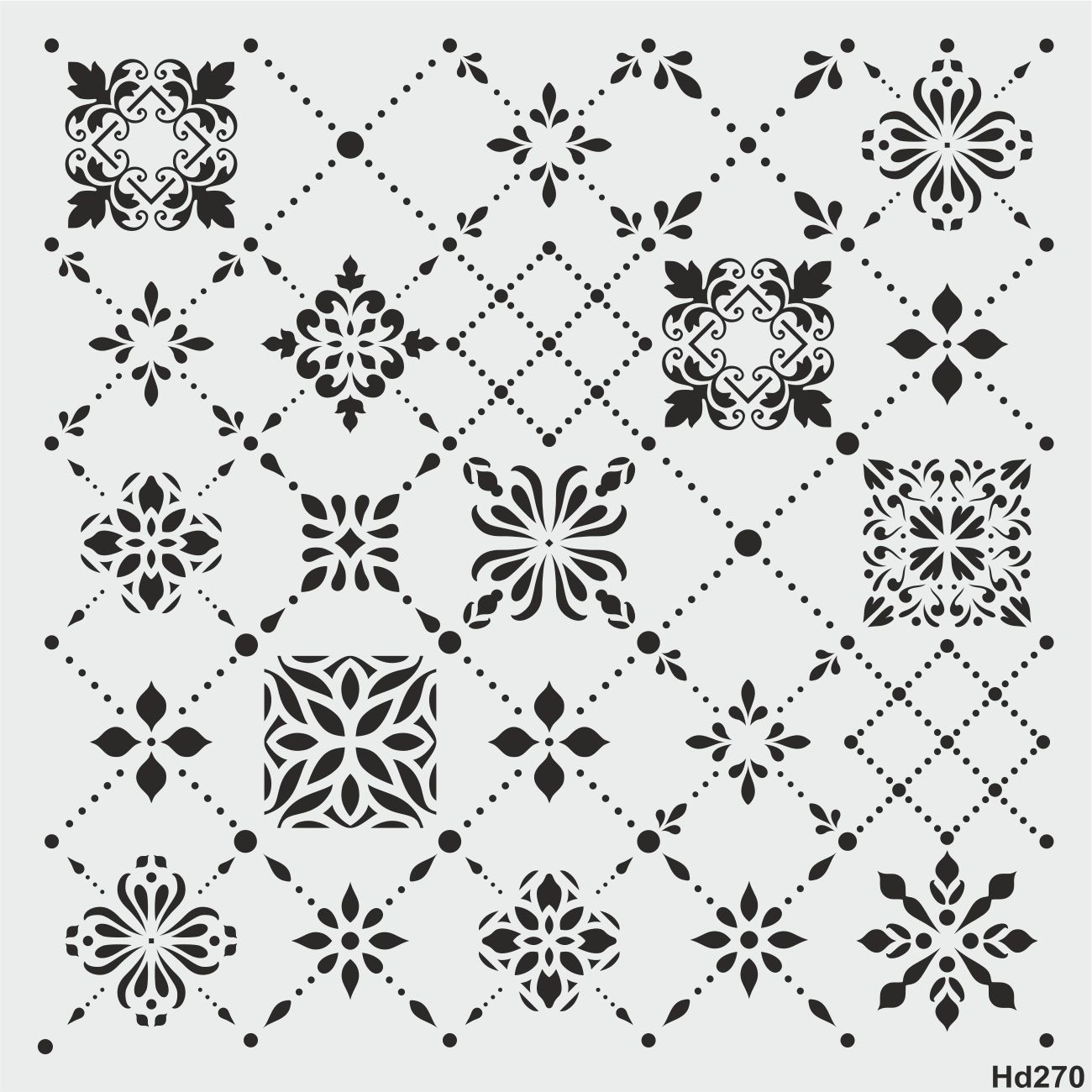 Stencil Tasarım HD270 Geometrik - Dekoratif Duvar, Eşya, Fayans,Kumaş Boyama Şablonları