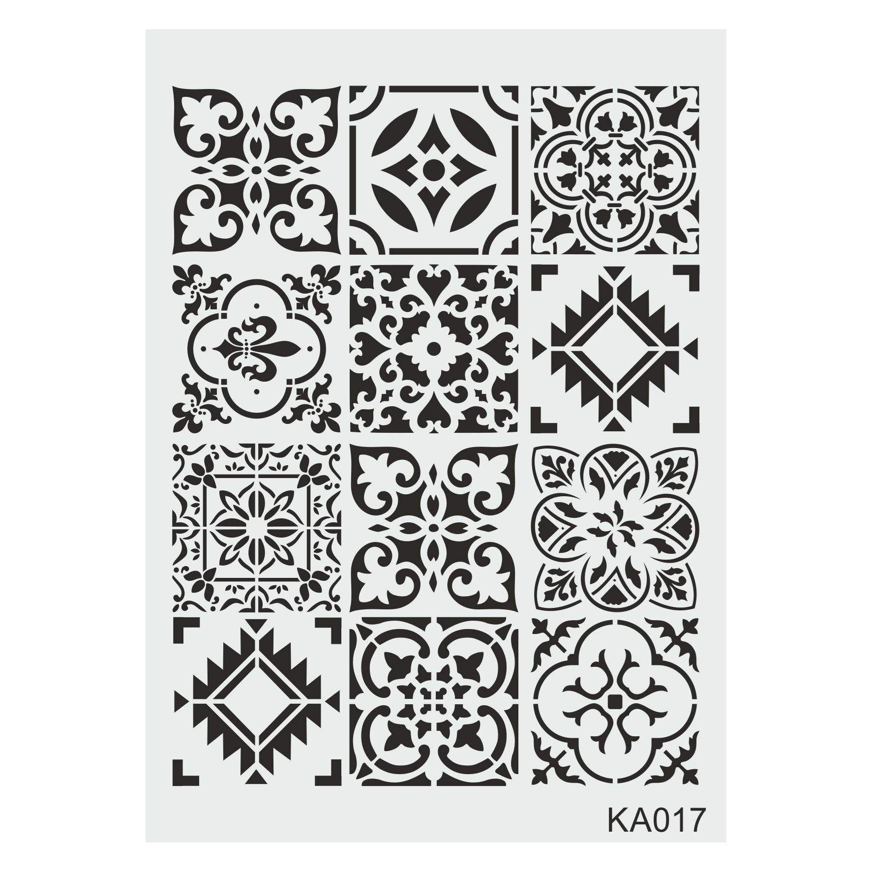 Stencil Tasarım KA017 Seramik Desen - Dekoratif Duvar ve Eşya Boyama Şablonları
