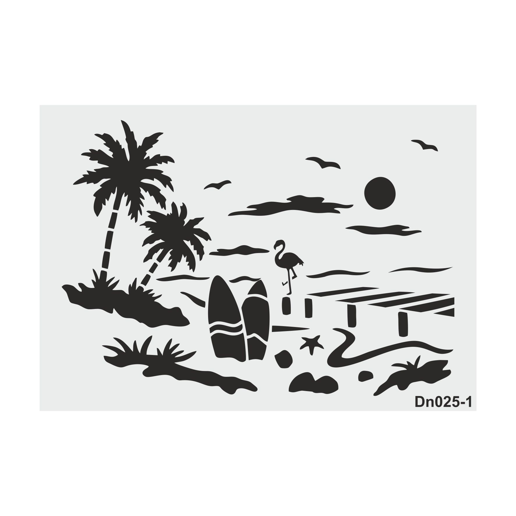Stencil Tasarım DN025 Deniz Temalı , 21x30cm , 3lü  stencil seti  SET:43   Duvar Ahşap Boyama Desen 