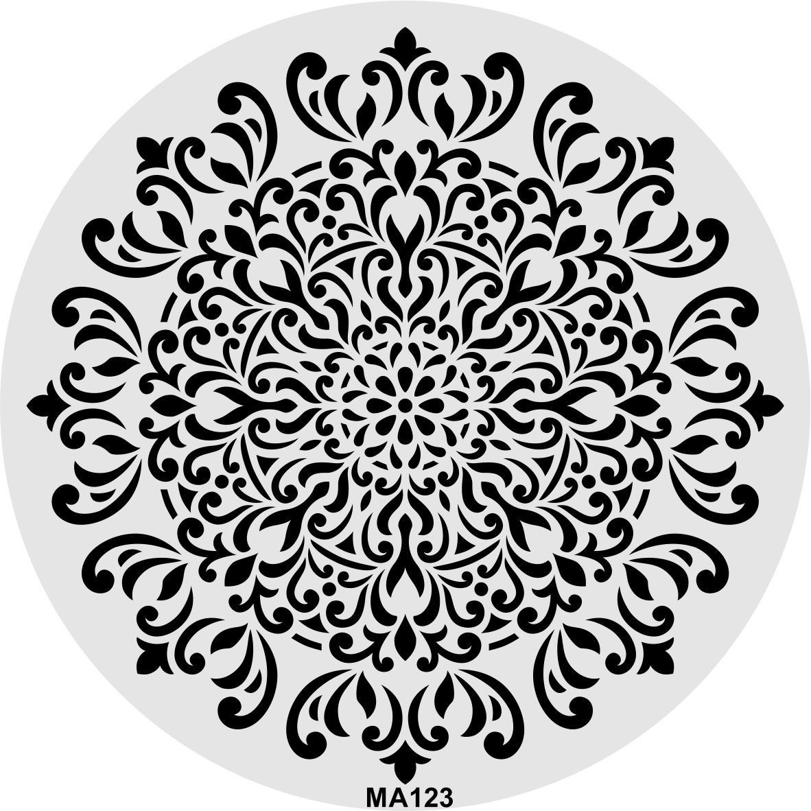 Stencil Tasarım Ma123 Mandala Duvar Ahşap Cam Boyama Deseni