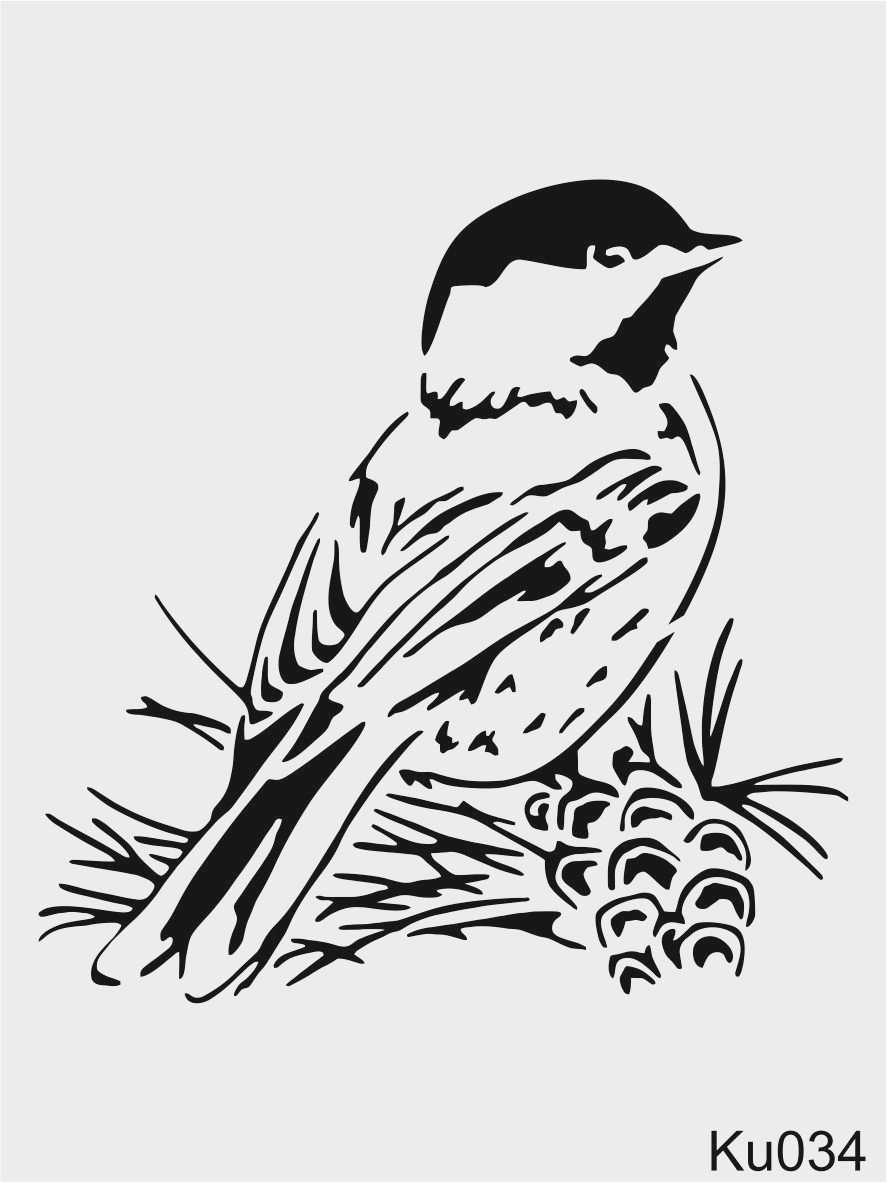 Stencil Tasarım Ku034 Kuş DesenleriDuvar Ahşap Cam Boyama Deseni