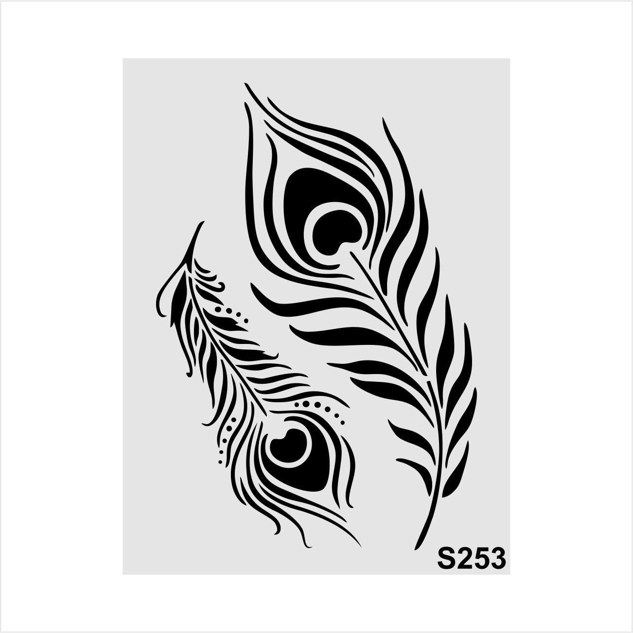 Stencil Tasarım S253 Tavus Kuşu Tüyü Duvar Ahşap Cam Boyama Deseni