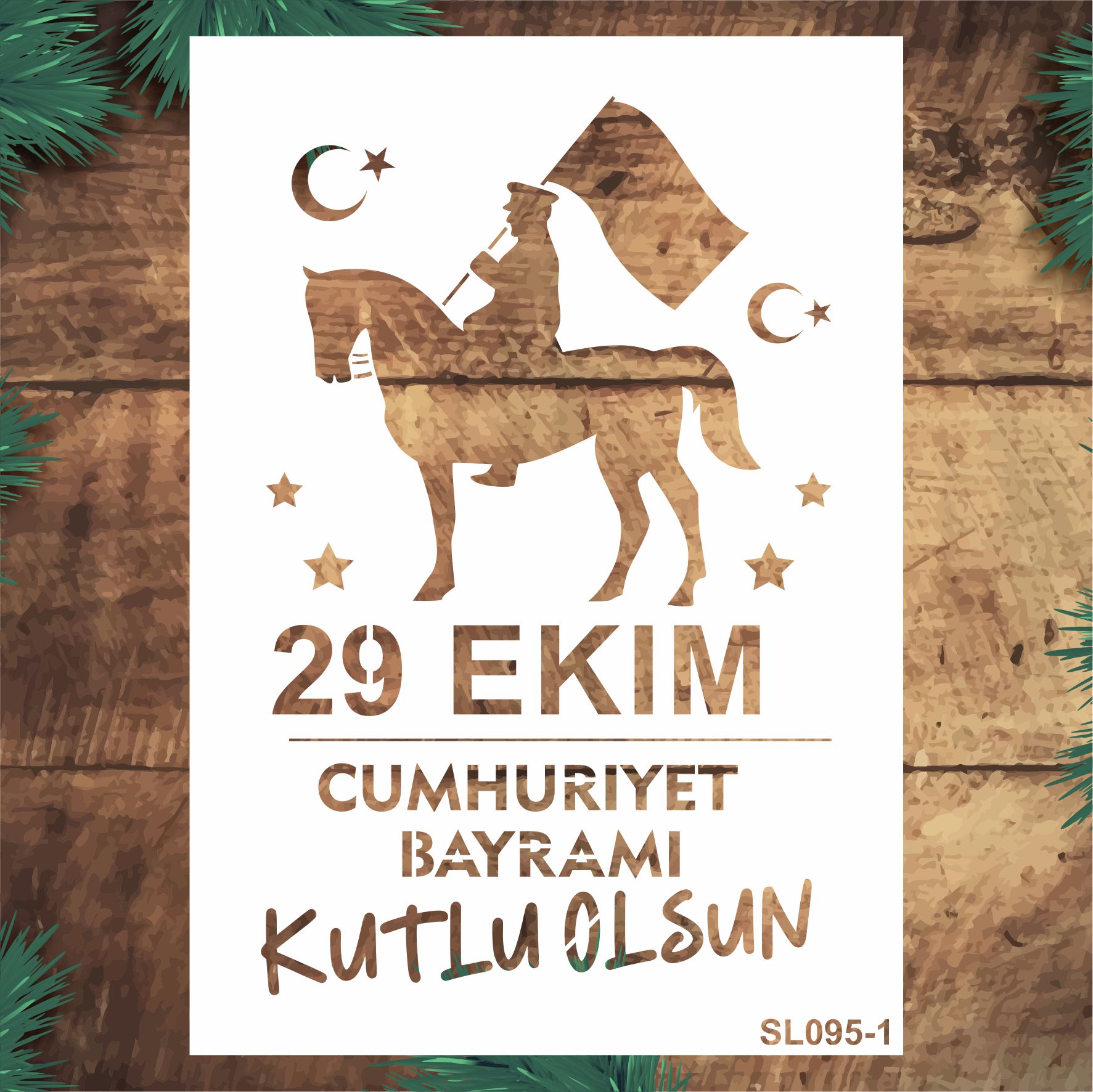 Stencil Tasarım SL095 21x30cm 3 lü CUMHURİYET BAYRAMI Seti- Desen Kalıbı, Boyama Şablonları