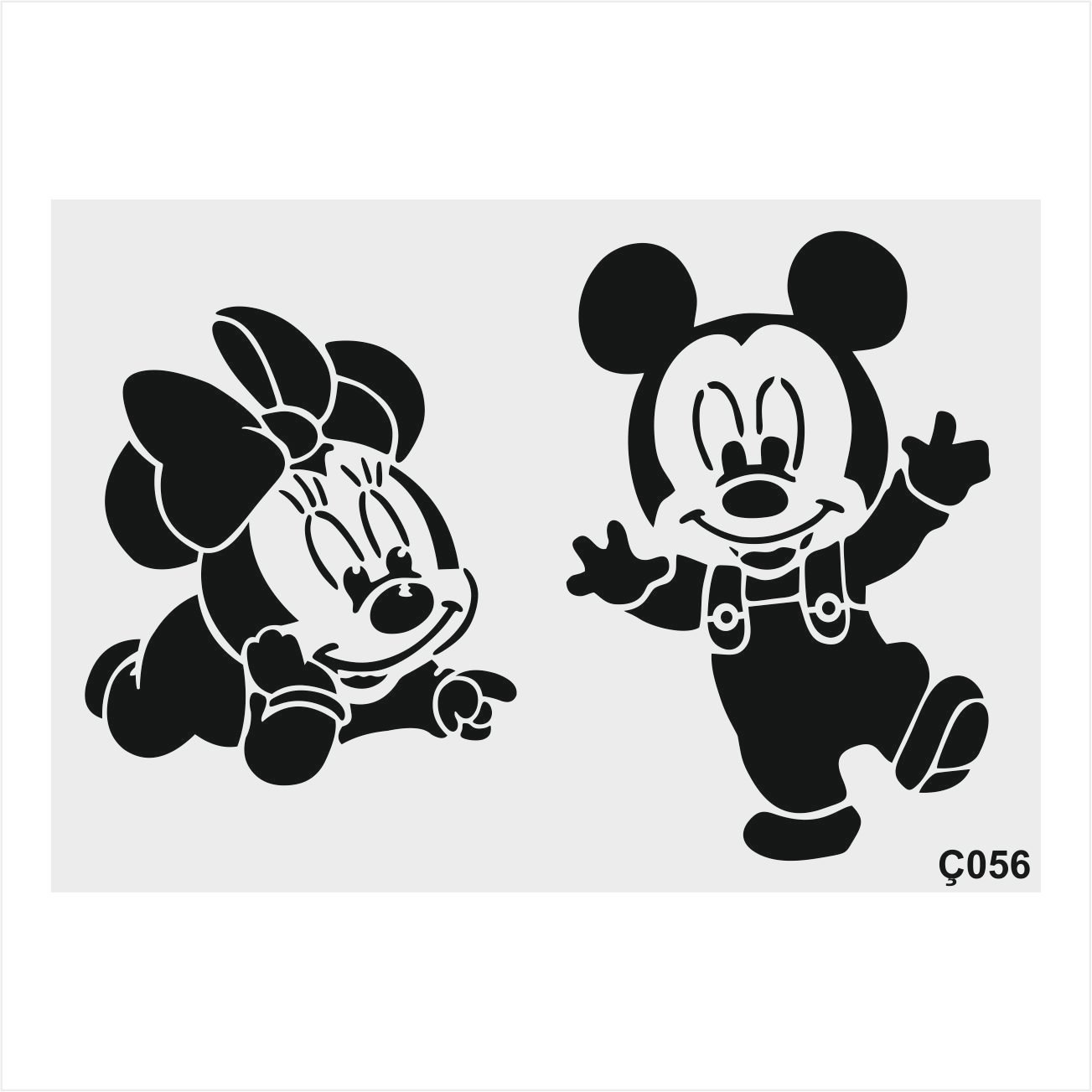 Stencil Tasarım Ç056 Mickey And Minnie - Dekoratif Duvar Fayans Ve Eşya Boyama Şablonları