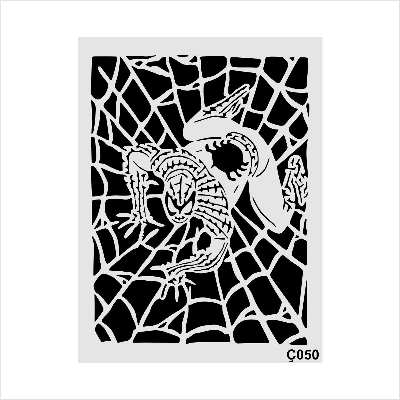 Stencil Tasarım Ç050 Örümcek Adam Duvar Ahşap Cam Boyama Deseni
