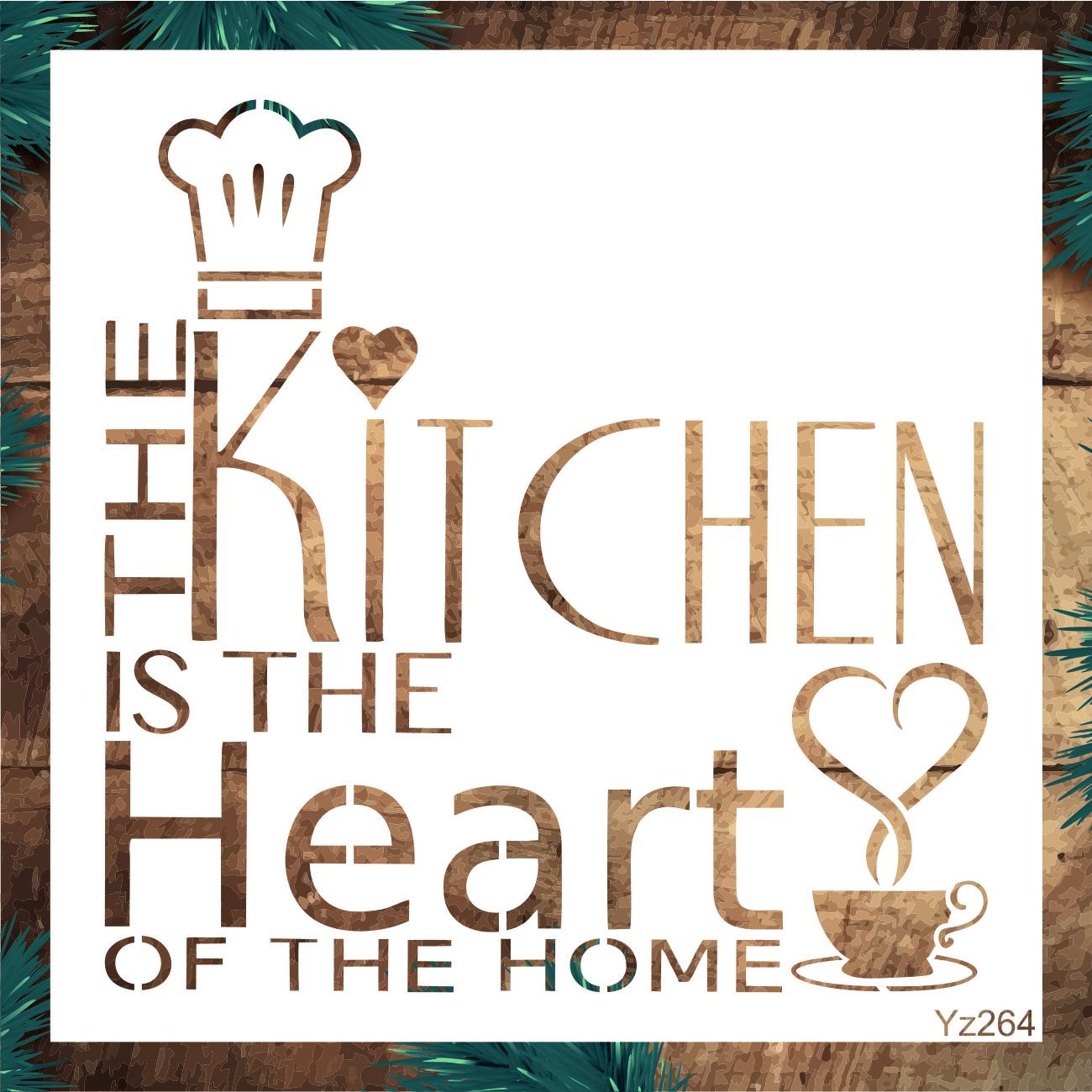 Stencil Tasarım YZ264 Kitchen Duvar Ahşap Cam Kumaş Boyama Şablonu