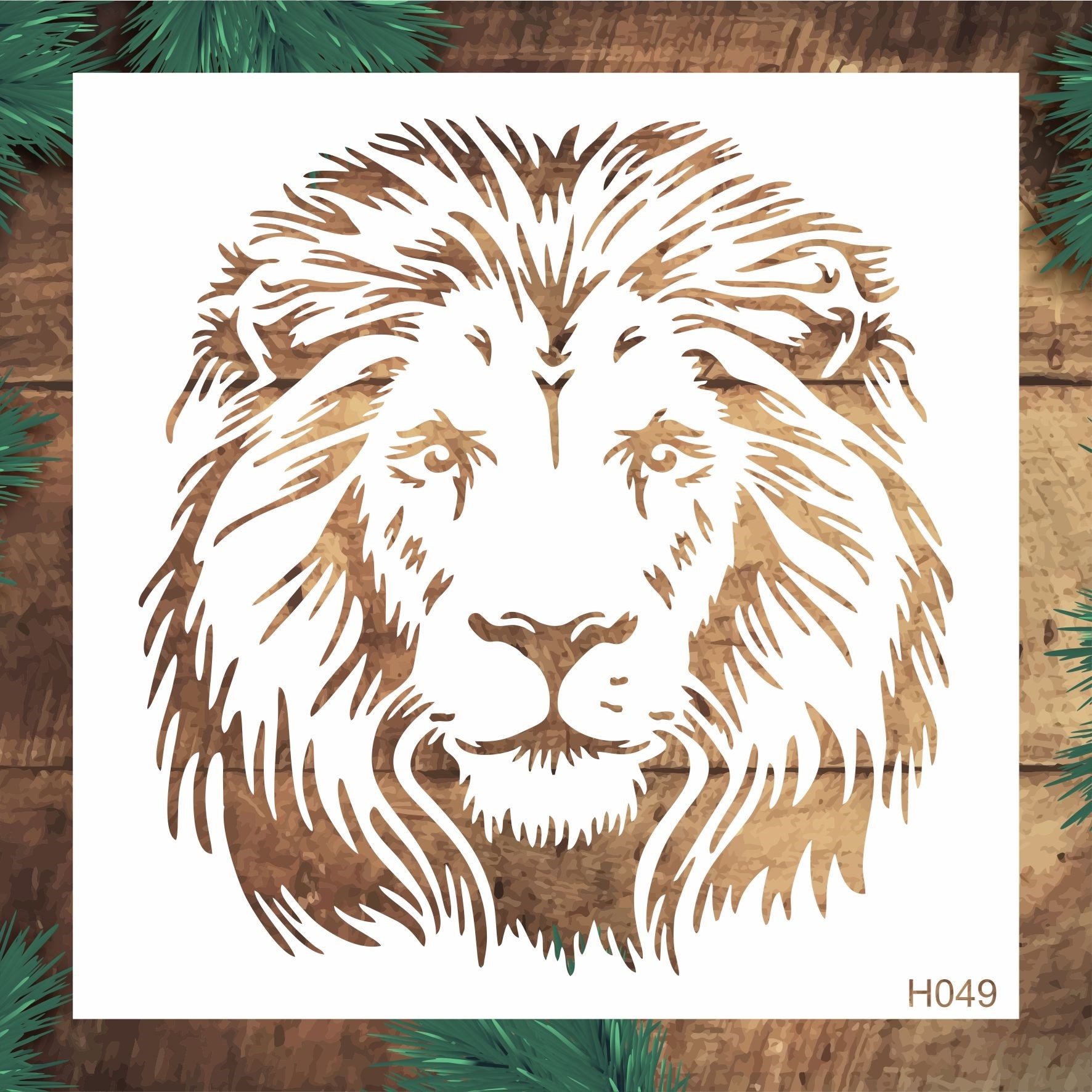 Stencil Tasarım  H049 Aslan Duvar Ahşap Boyama Desen Kalıbı Duvar Ahşap Cam Boyama Deseni