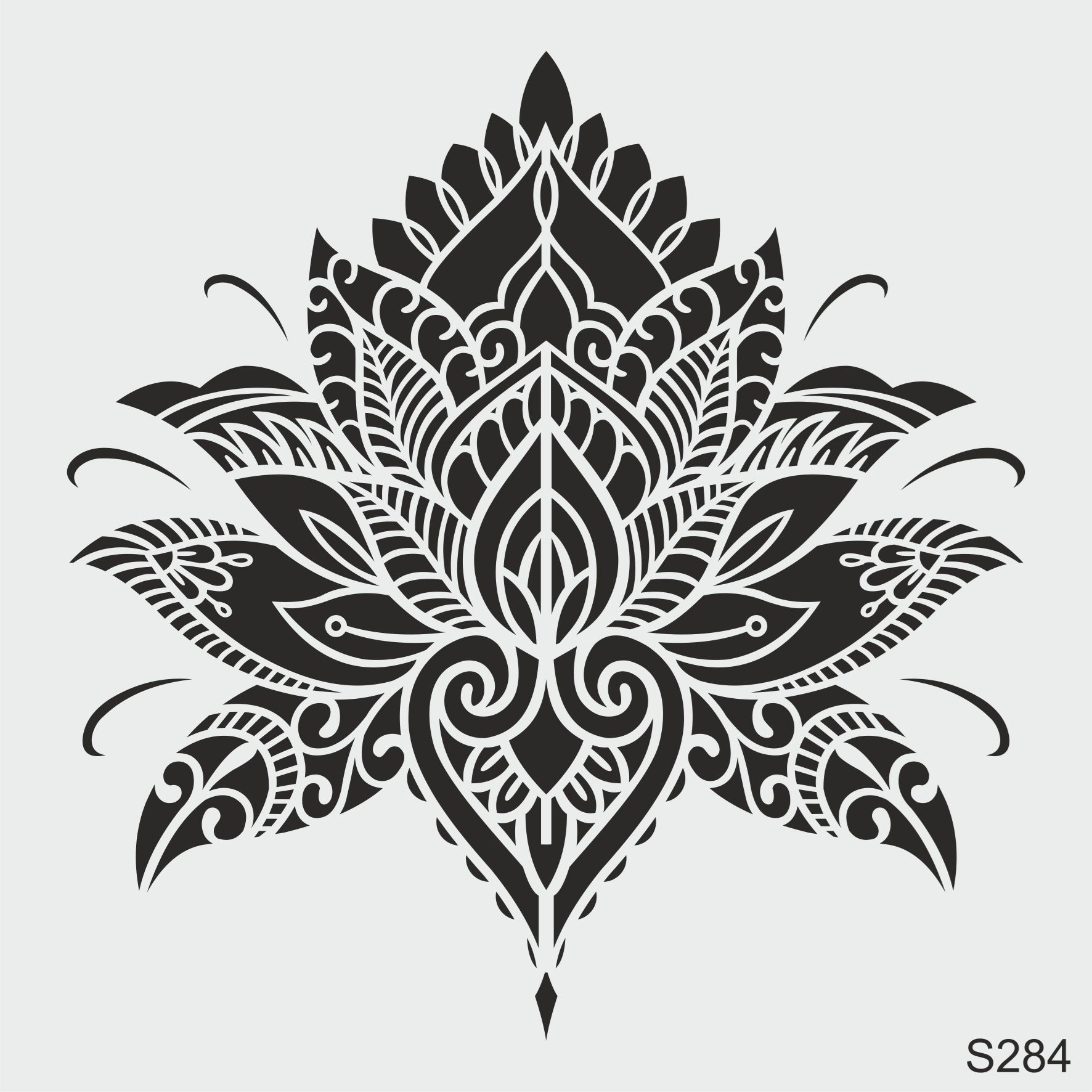 Stencil Tasarım S284 Lotus - Dekoratif Duvar Ve Eşya Boyama Şablonları 