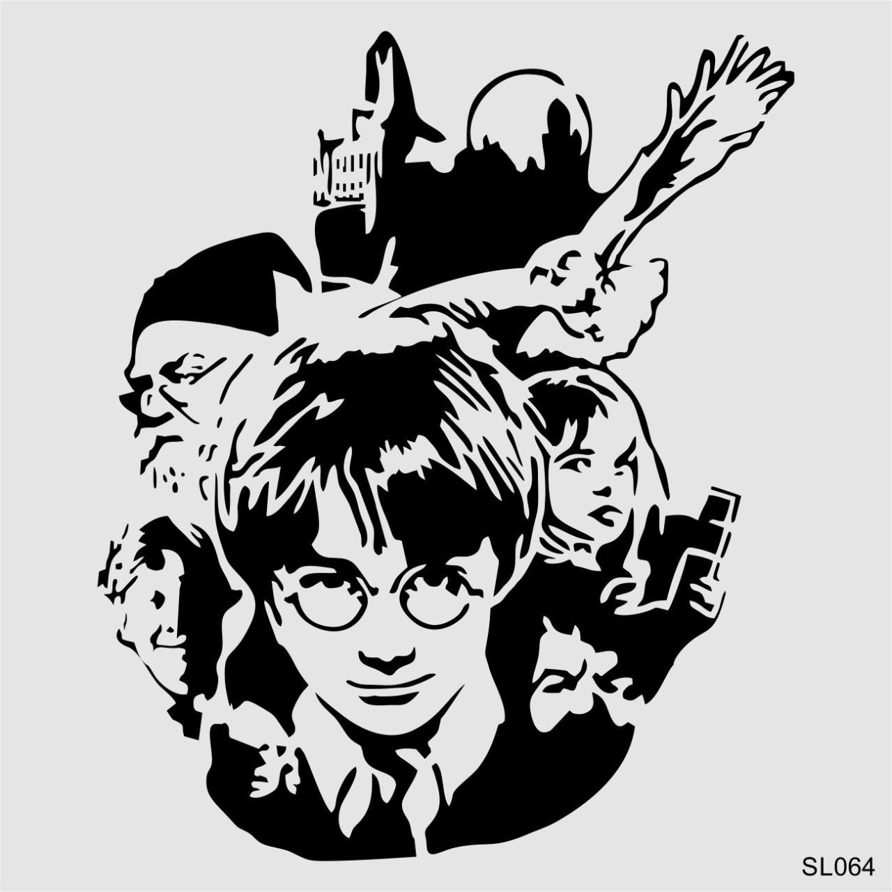 Stencil Tasarım Sl064 Harry Potter Duvar Ahşap Cam Boyama Deseni