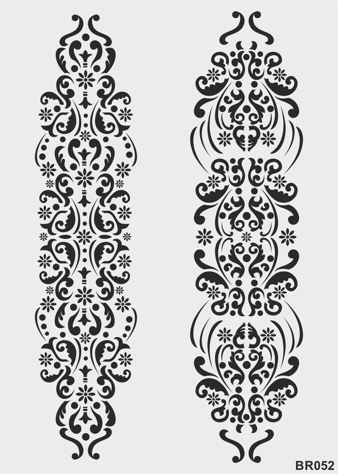 Stencil Tasarım BR052 Bordür desenler- Dekoratif Duvar, Eşya, Fayans,Kumaş Boyama Şablonları